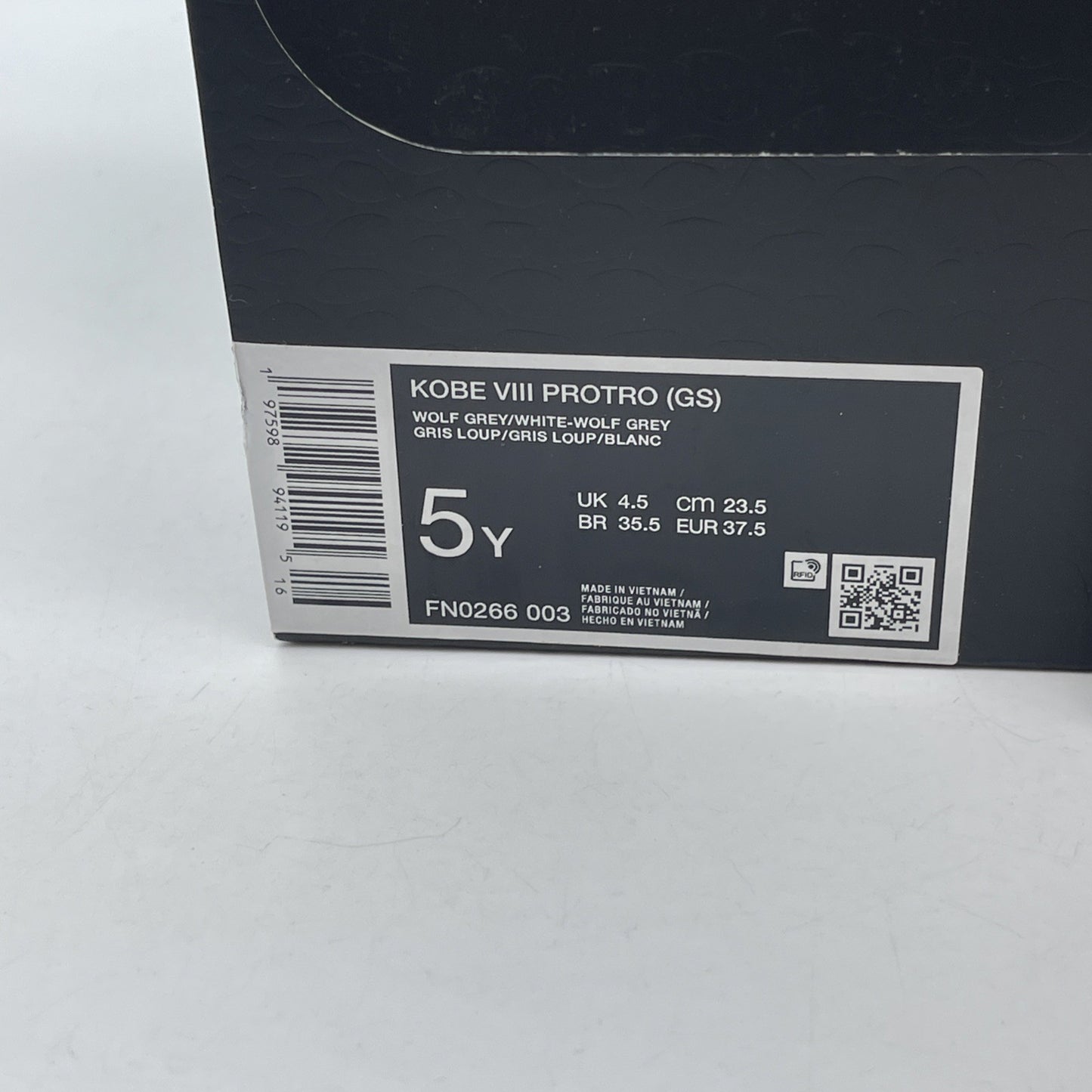 Size 5Y (GS) - Nike Kobe 8 Protro Low White Metallic Gold Silver (FN0266-003)