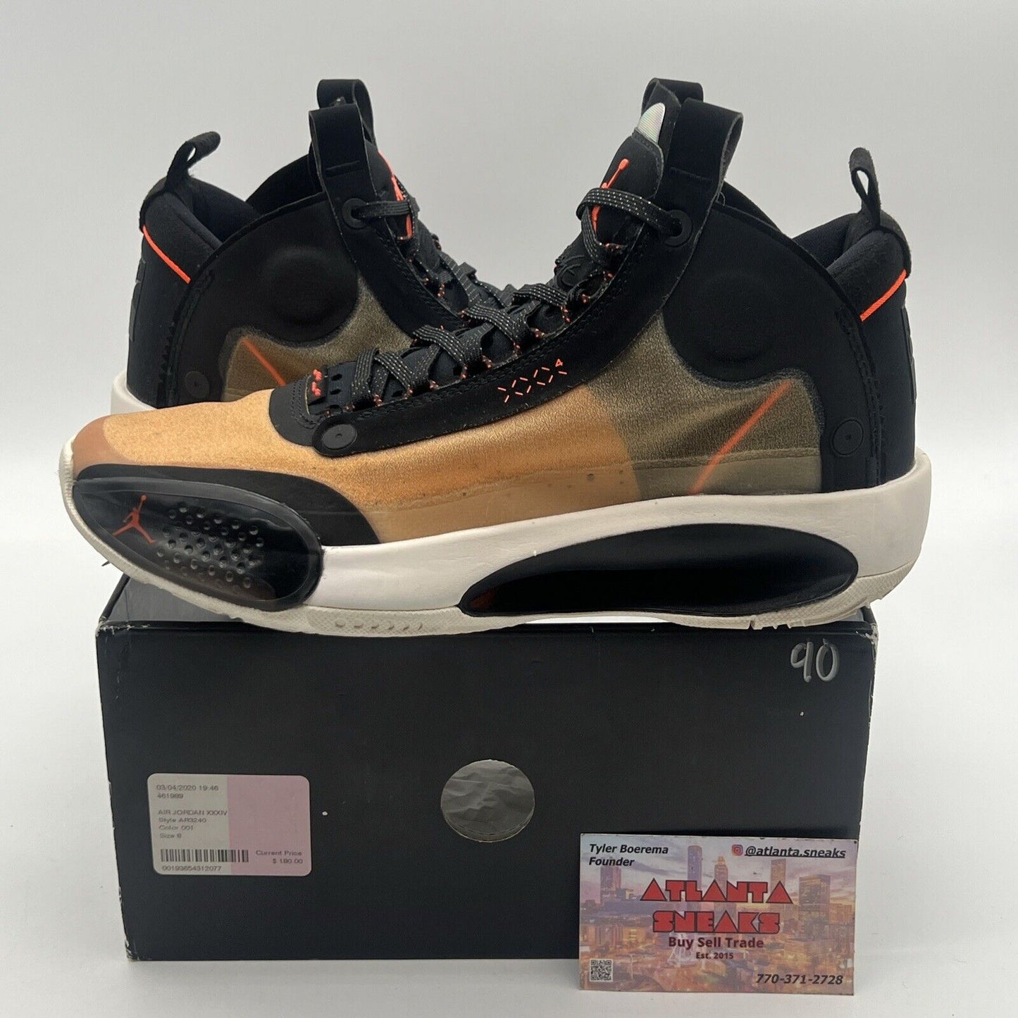 Size 8 - Air Jordan 34 Amber Rise Orange Black White (AR3240-800)