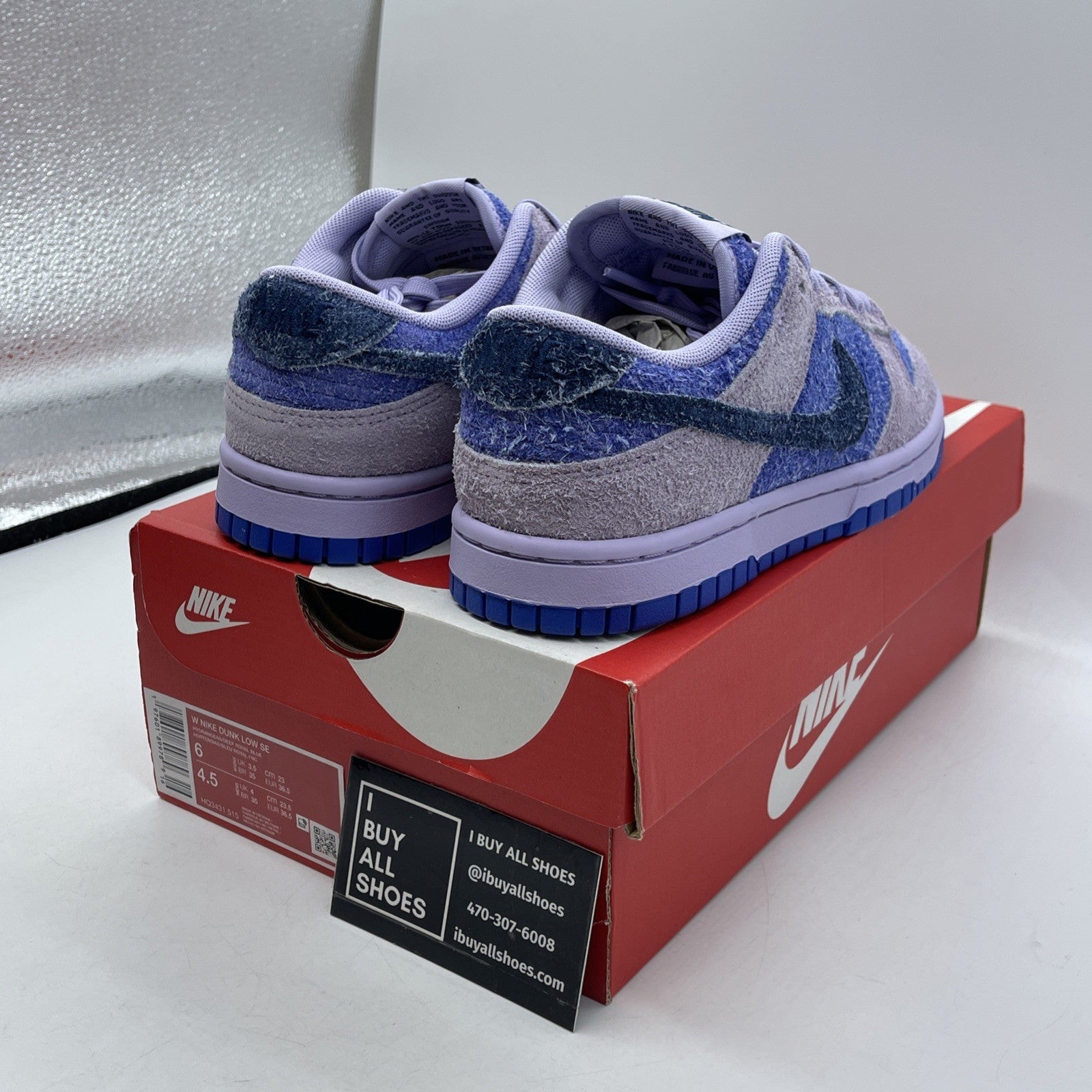 Size 6W - Nike Dunk SE Low Hydrangeas Purple Blue Suede (HQ3431-515)