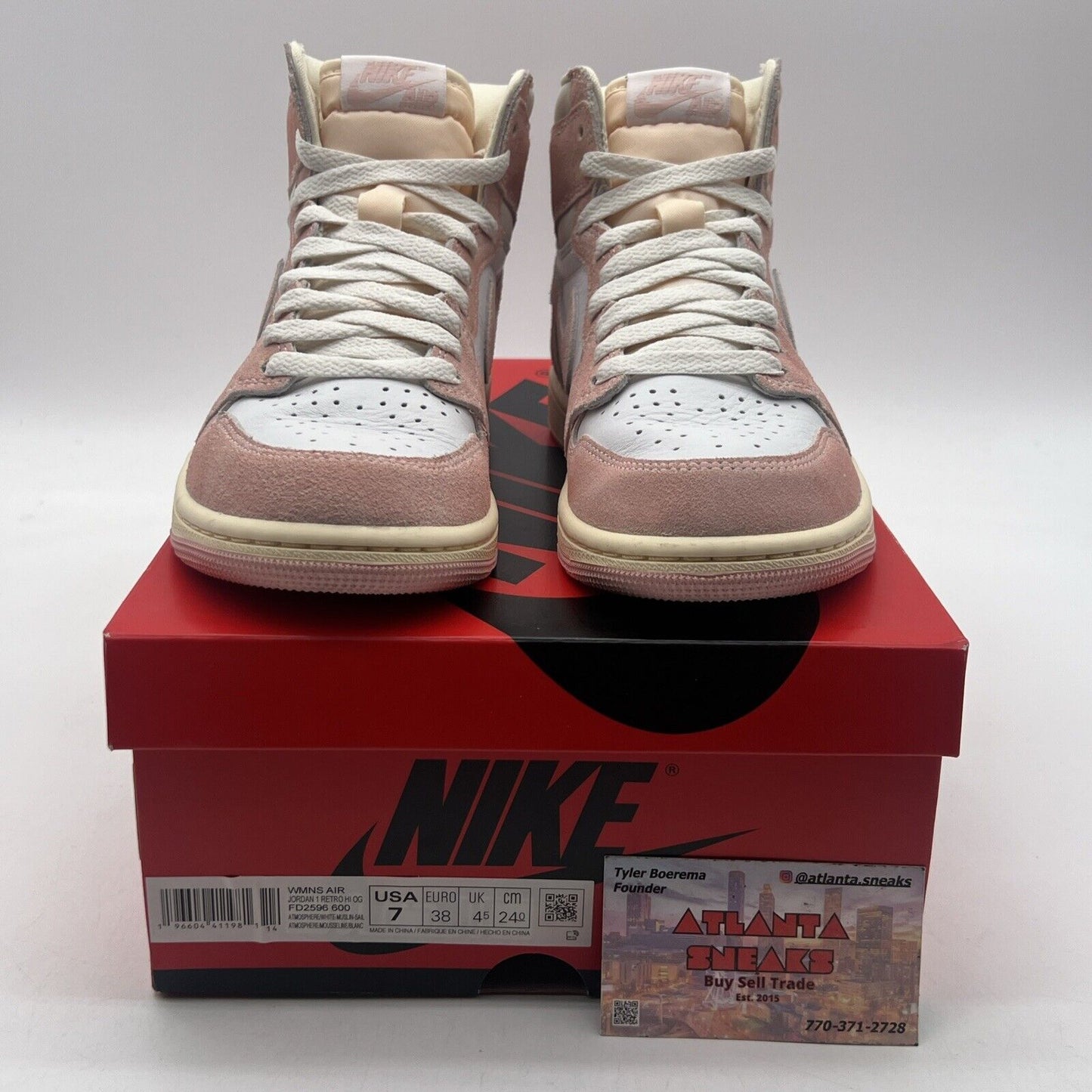 Size 7 - Air Jordan 1 Retro OG High Washed Pink W Suede Leather (FD2596-600)