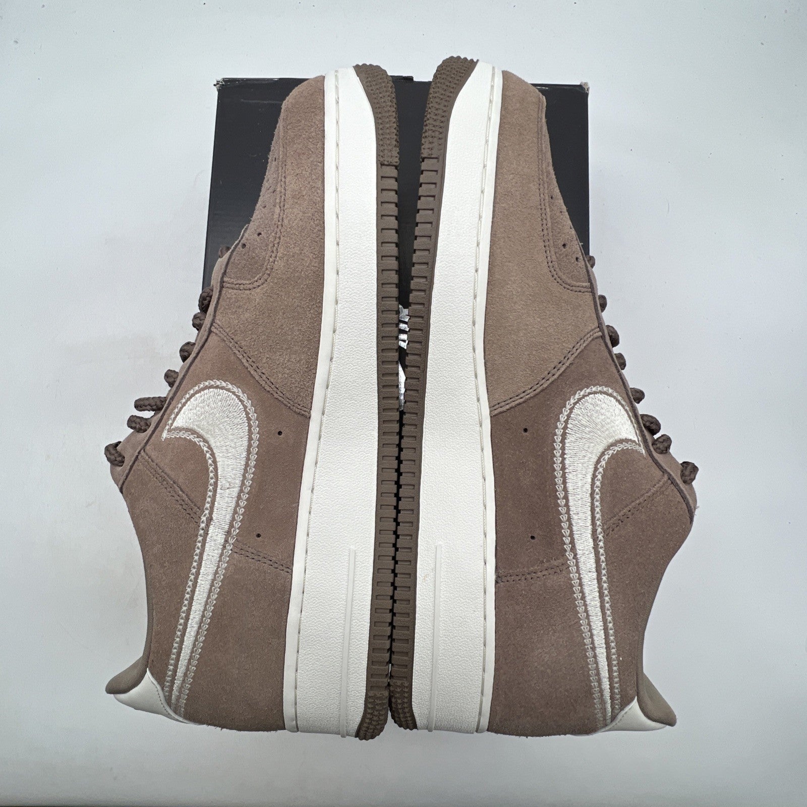 Size 12 - Nike Air Force 1 '07 LV8 Embroidered Swoosh - Mink Brown (HJ4465-200)