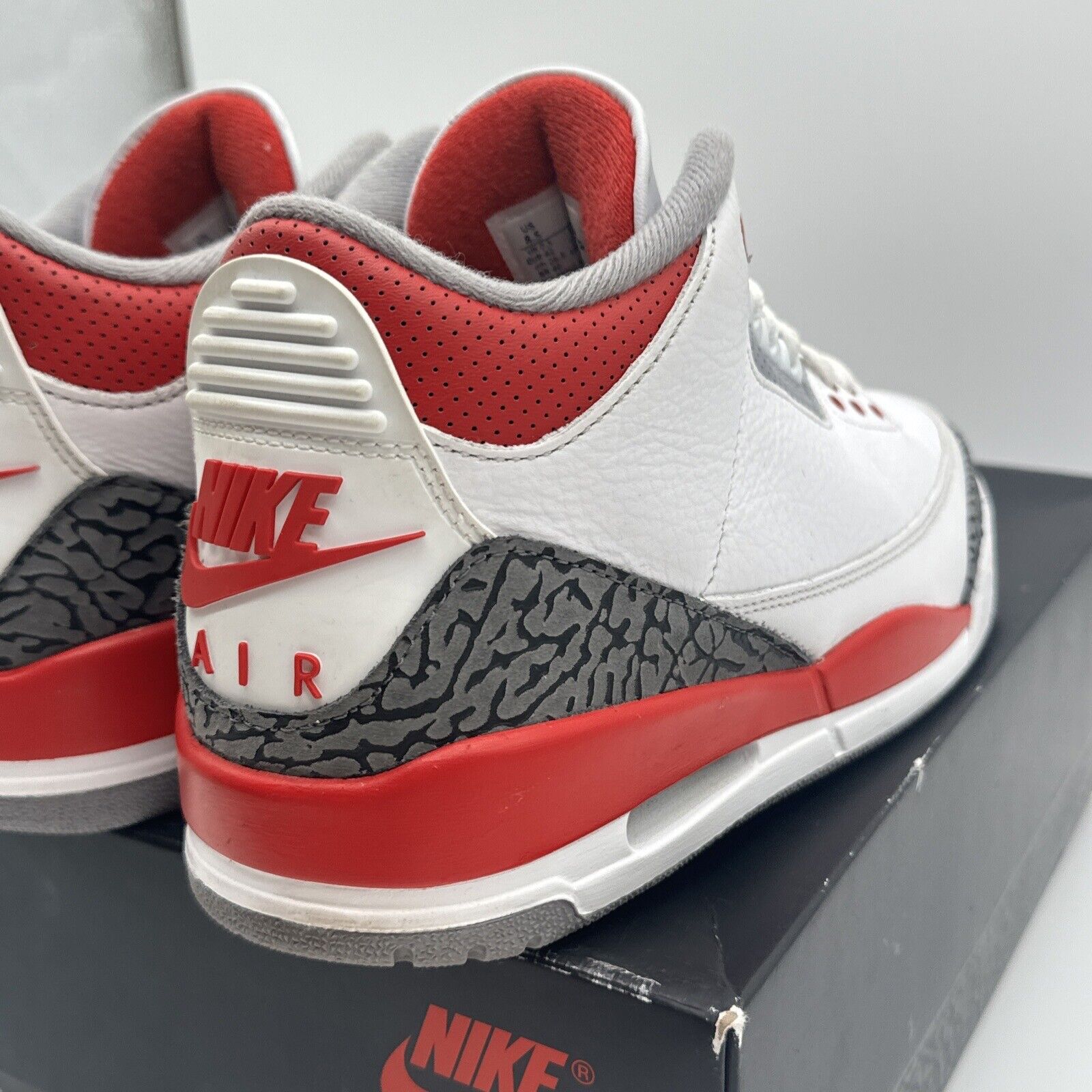 Size 8.5 - Jordan 3 Retro Mid Fire Red White Leather Elephant Print Red Infrared