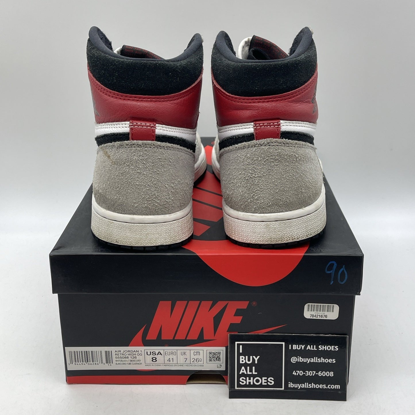 Size 8 - Jordan 1 Retro High OG Smoke Gray 2020 Suede Leather (555088-126)