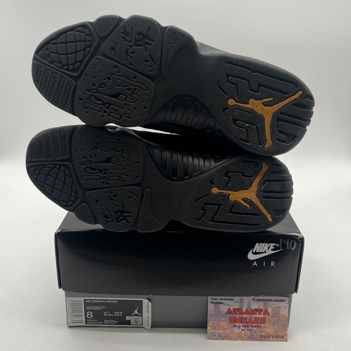 Size 8 - Jordan 9 Retro Black Grey Yellow Leather (CT8019-070)