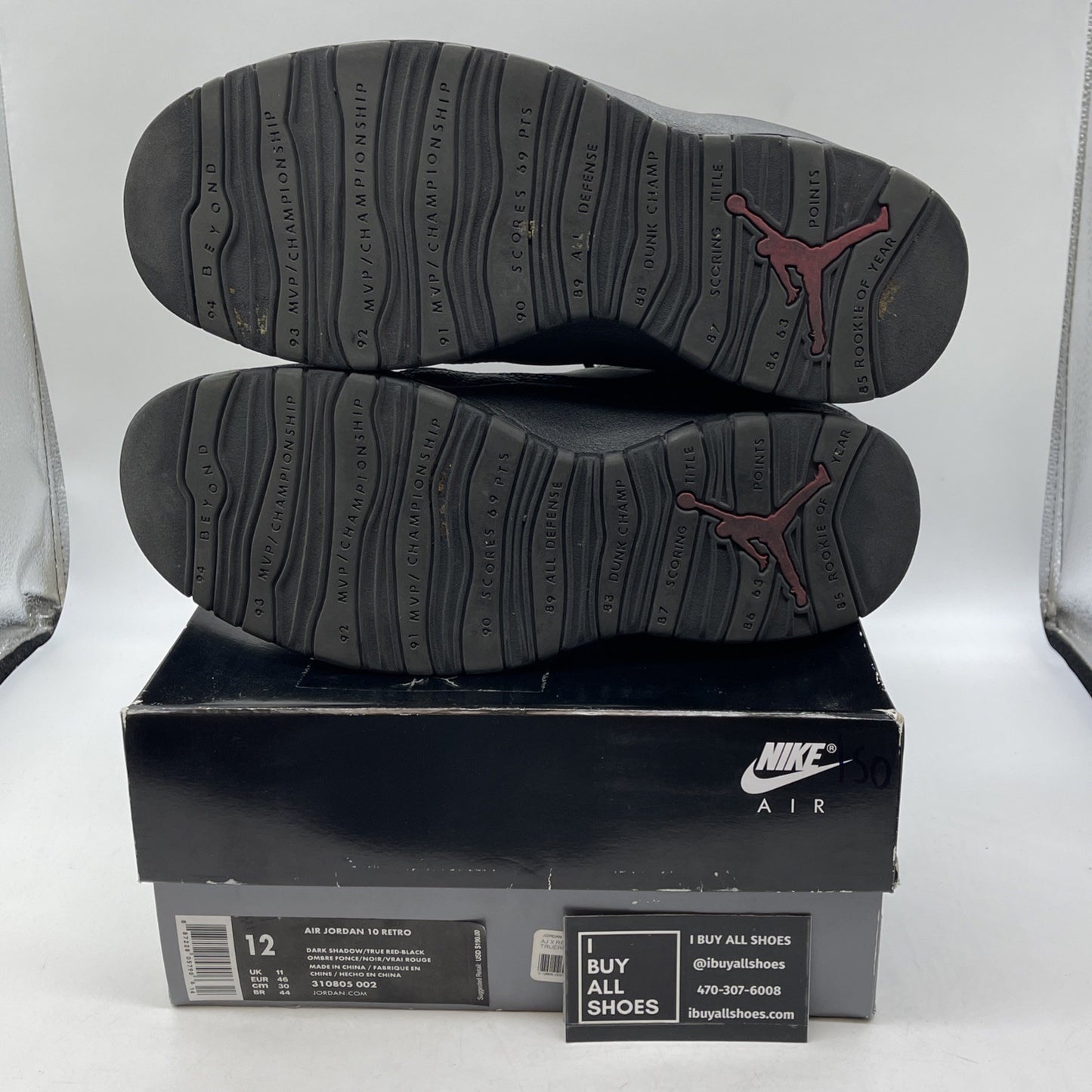 Size 12 - Air Jordan 10 Retro 2018 Shadow Grey Black Suede Leather (310805-002)