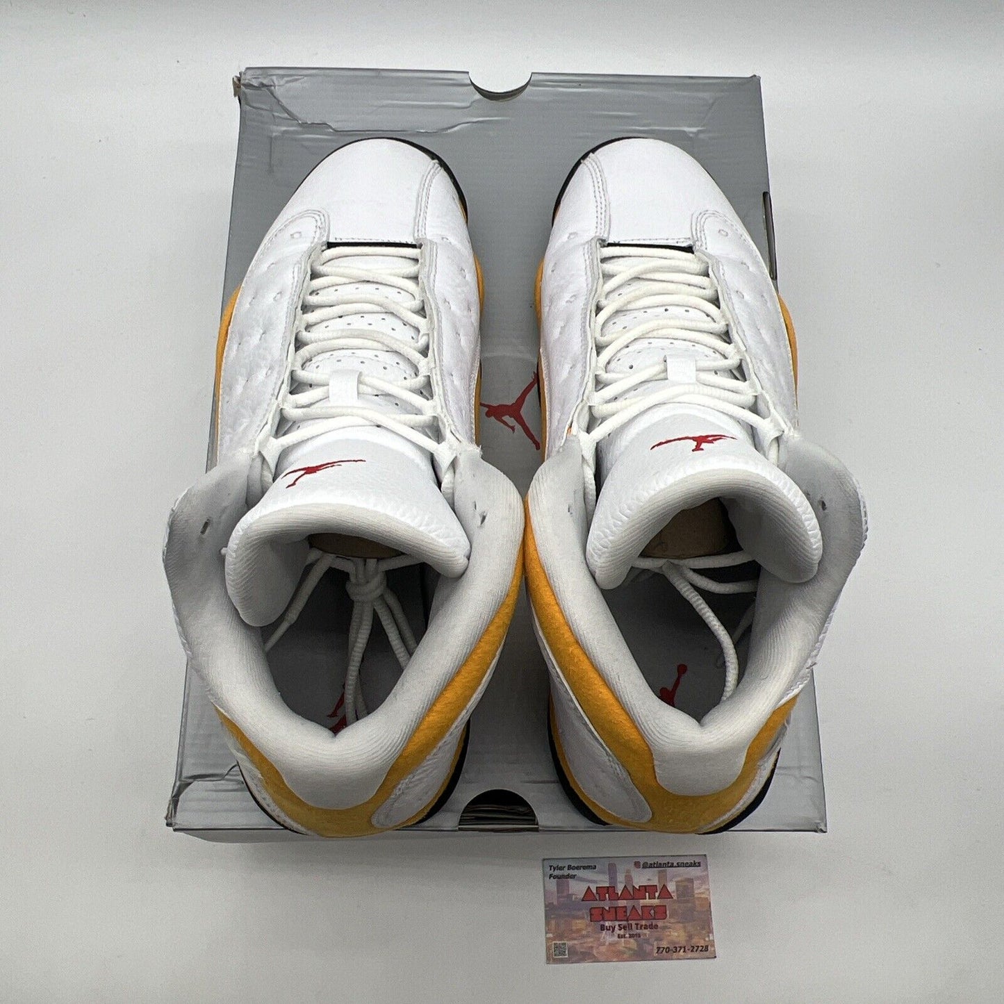 Size 11.5 - Jordan 13 Del Sol 2022 Black White Yellow Suede Leather (414571-167)
