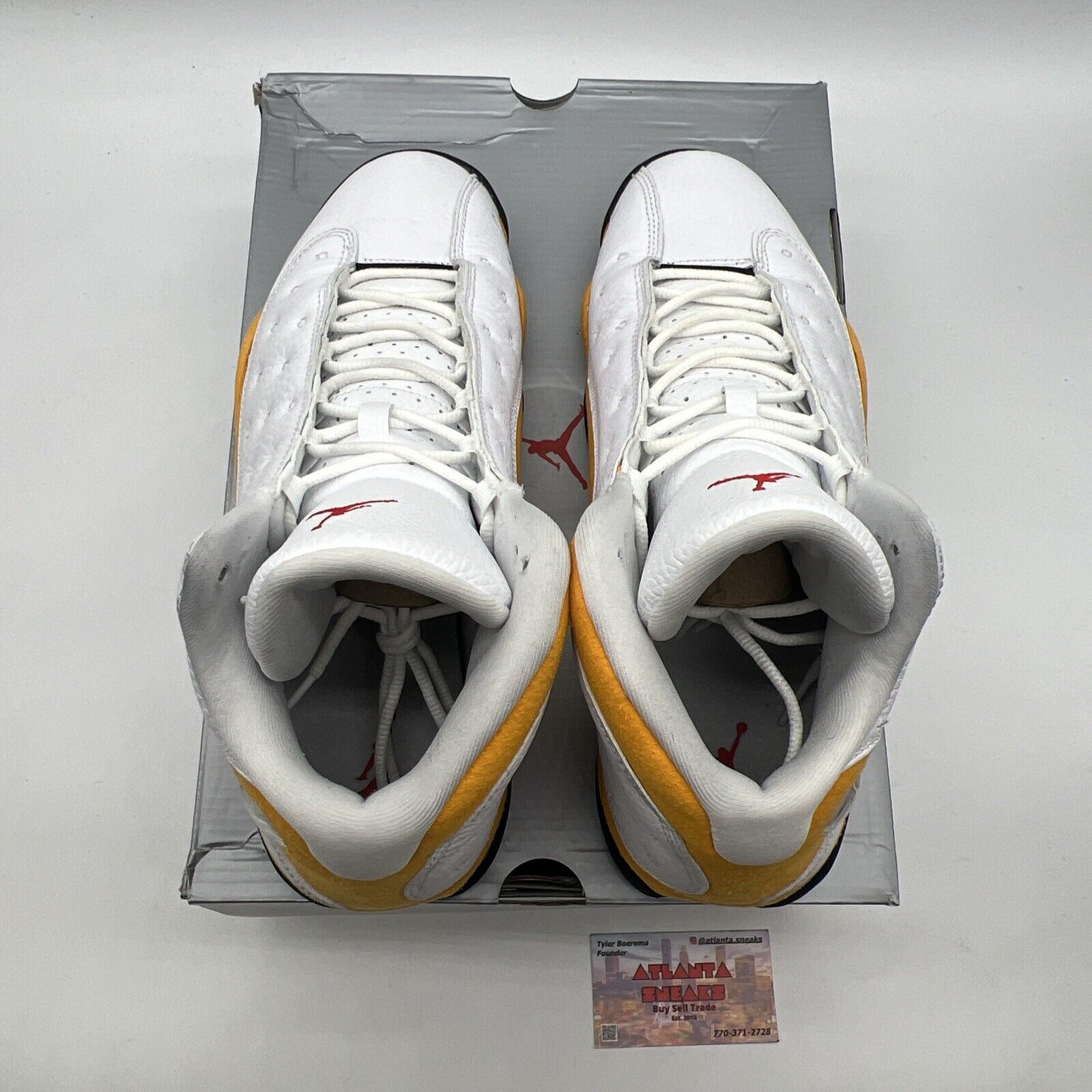 Size 11.5 - Jordan 13 Del Sol 2022 Black White Yellow Suede Leather (414571-167)