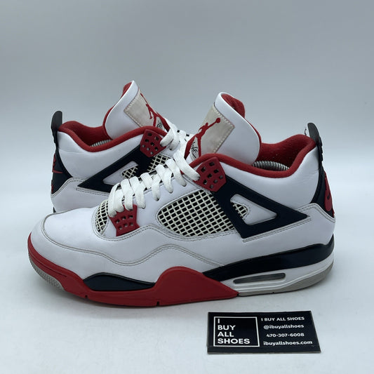 Size 10 - Jordan 4 Retro OG Mid Fire Red Black White Leather (DC7770-160)