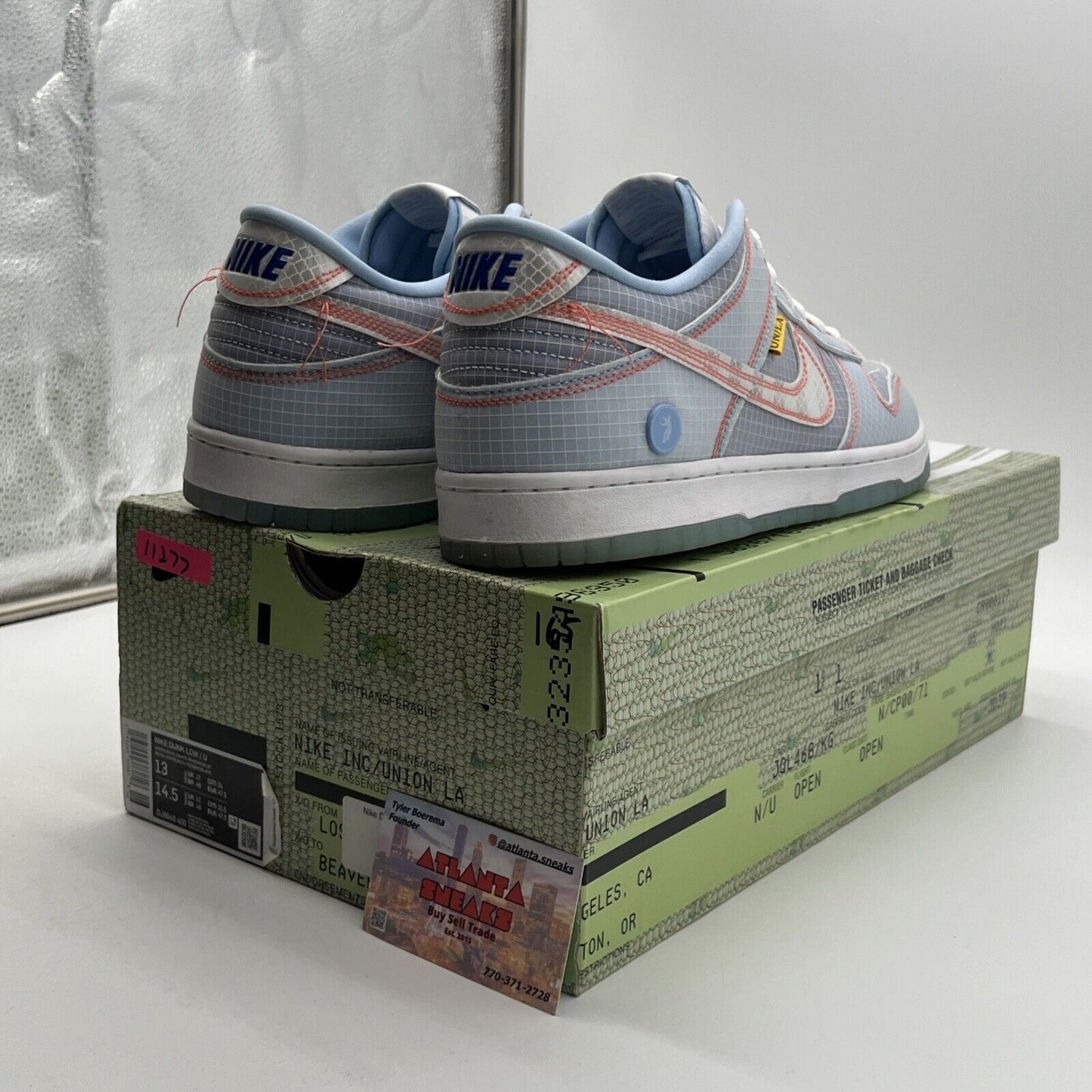 Size 13 - Nike Dunk Low x Union LA Passport Pack - Argon (DJ9649-400)