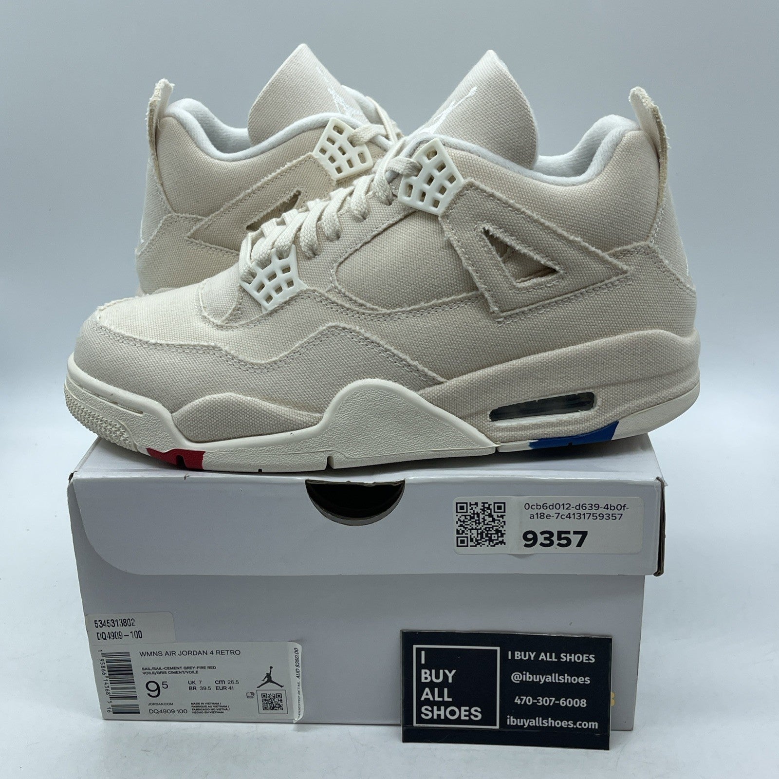 Size 9.5W - Air Jordan 4 Retro Blank Canvas  (DQ4909-100)