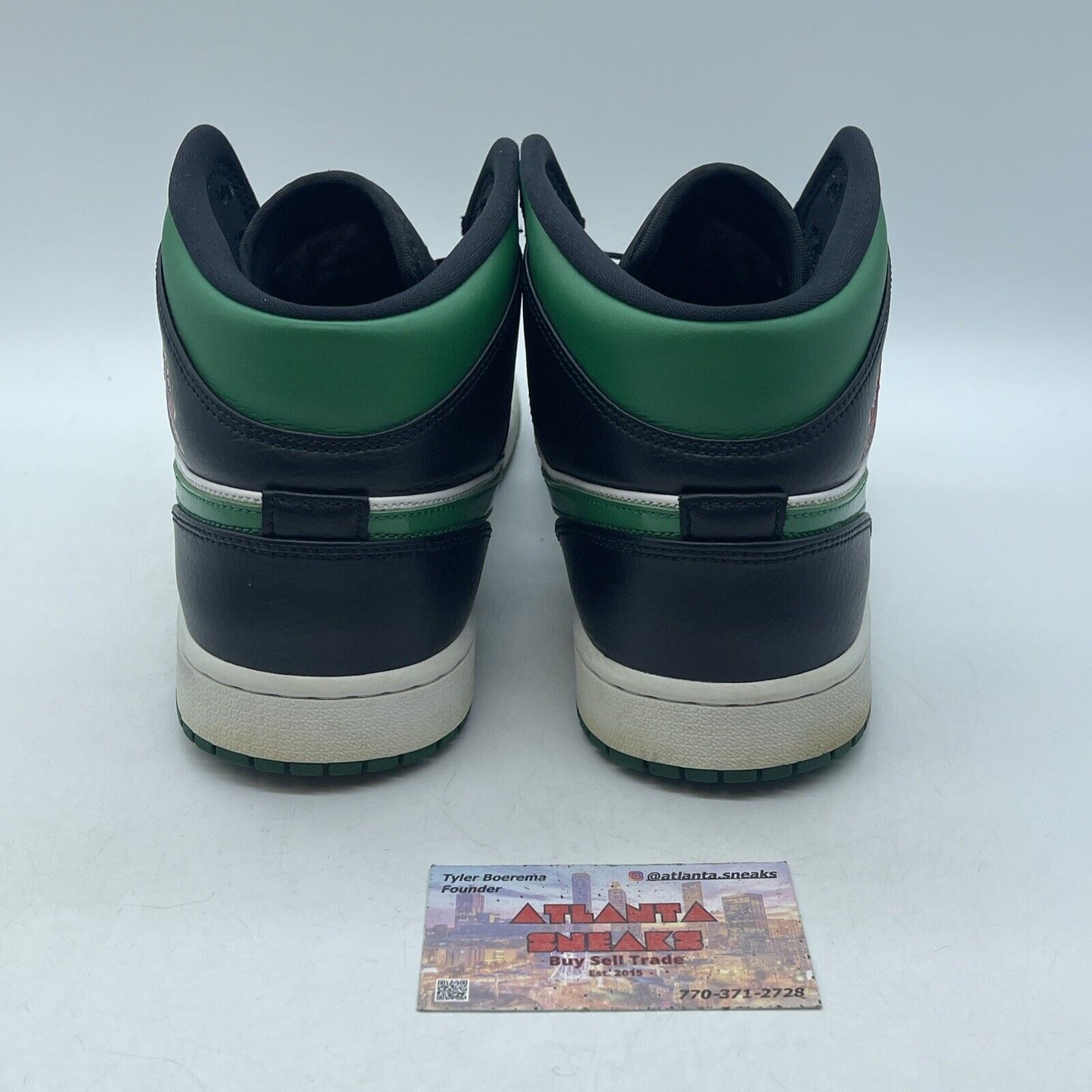 Size 11.5 - Air Jordan 1 Mid Pine Green White Black Leather (554724-067)