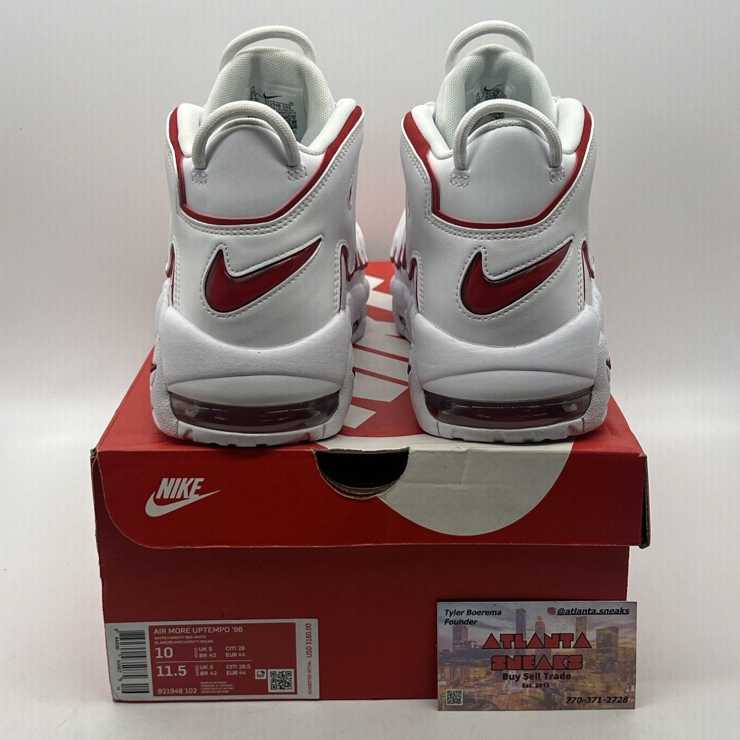 Size 10 - Nike Air More Uptempo White Varsity Red 2018 Leather (921948-102)
