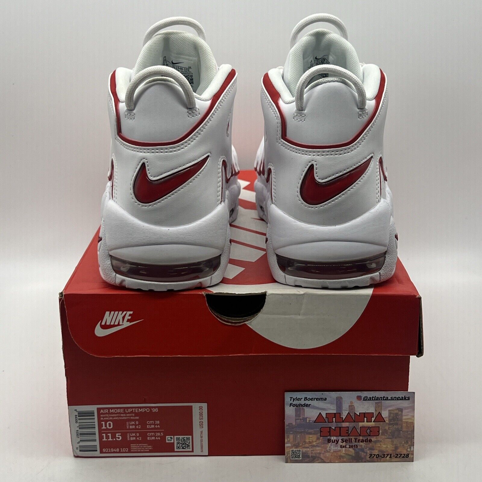 Size 10 - Nike Air More Uptempo White Varsity Red 2018 Leather (921948-102)
