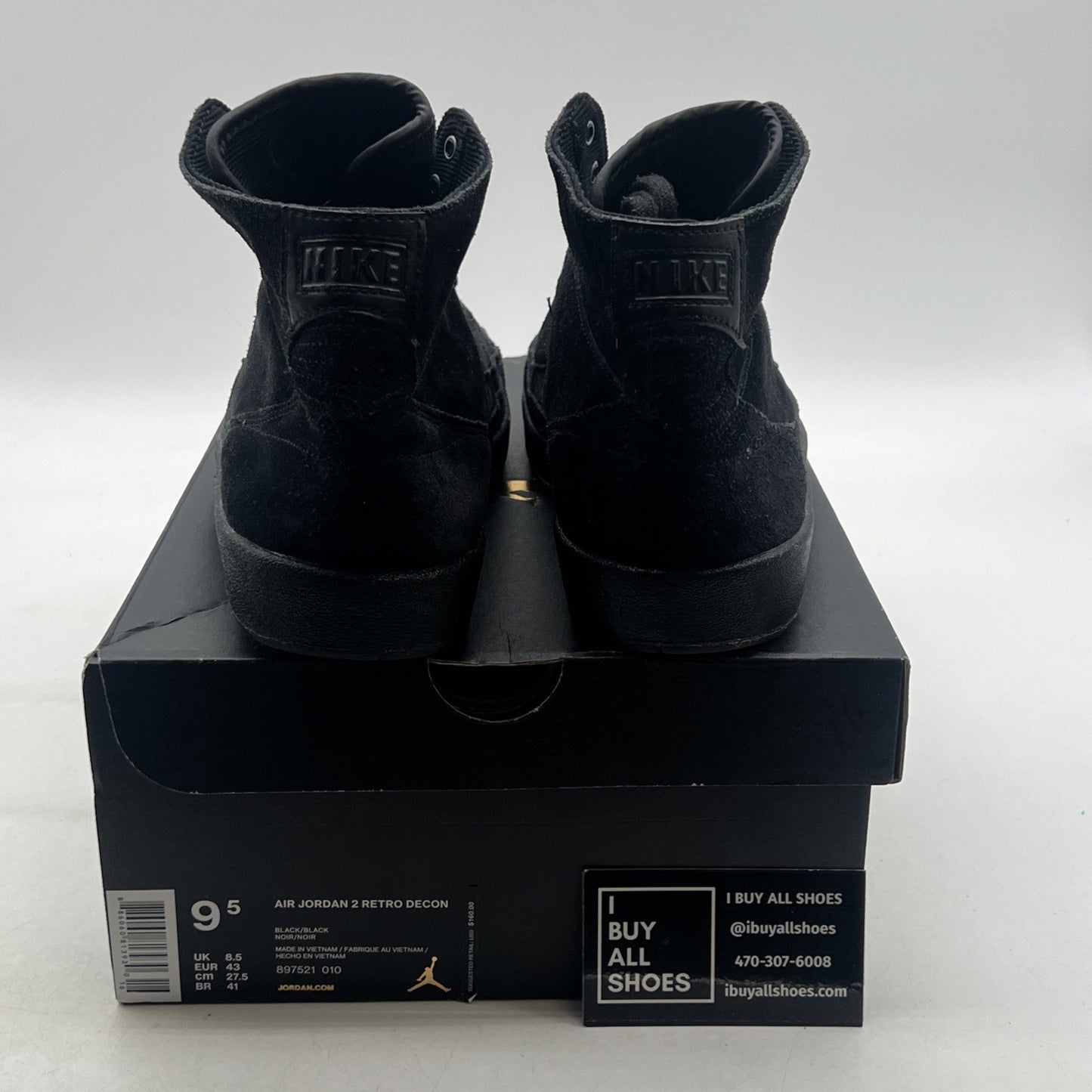 Size 9.5 - Air Jordan 2 Retro Deconstructed Triple Black (897521-010)