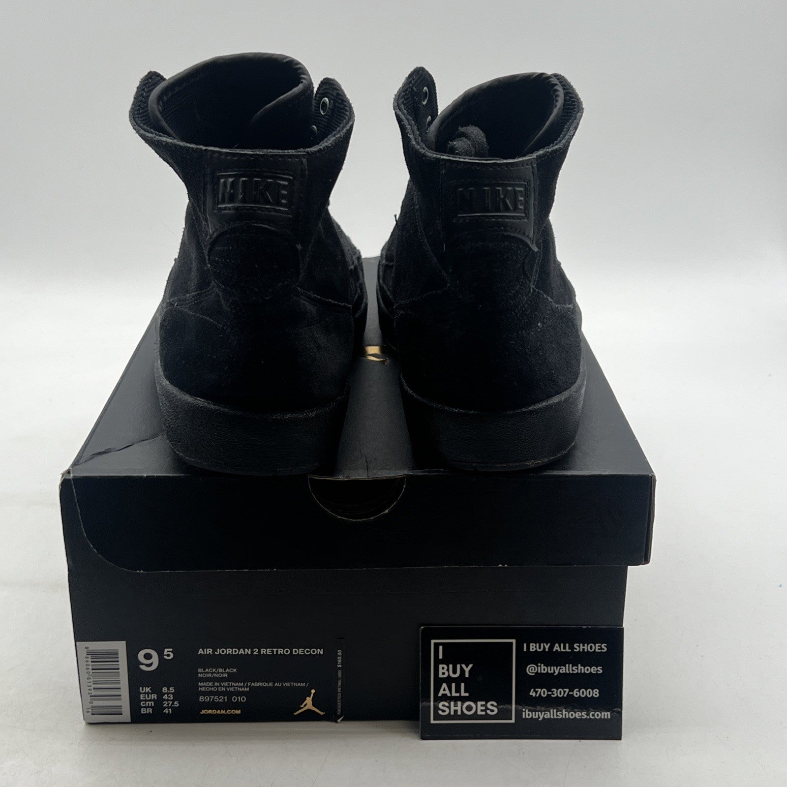 Size 9.5 - Air Jordan 2 Retro Deconstructed Triple Black (897521-010)
