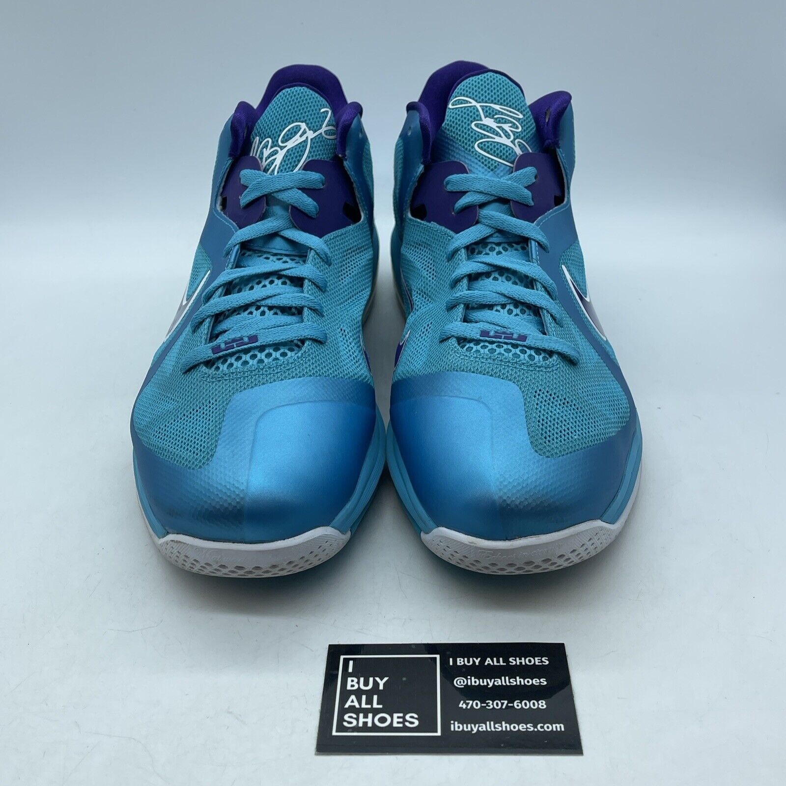 Size 13 - Nike LeBron 9 Low Summit Lake Hornets Blue Purple (510811-400)