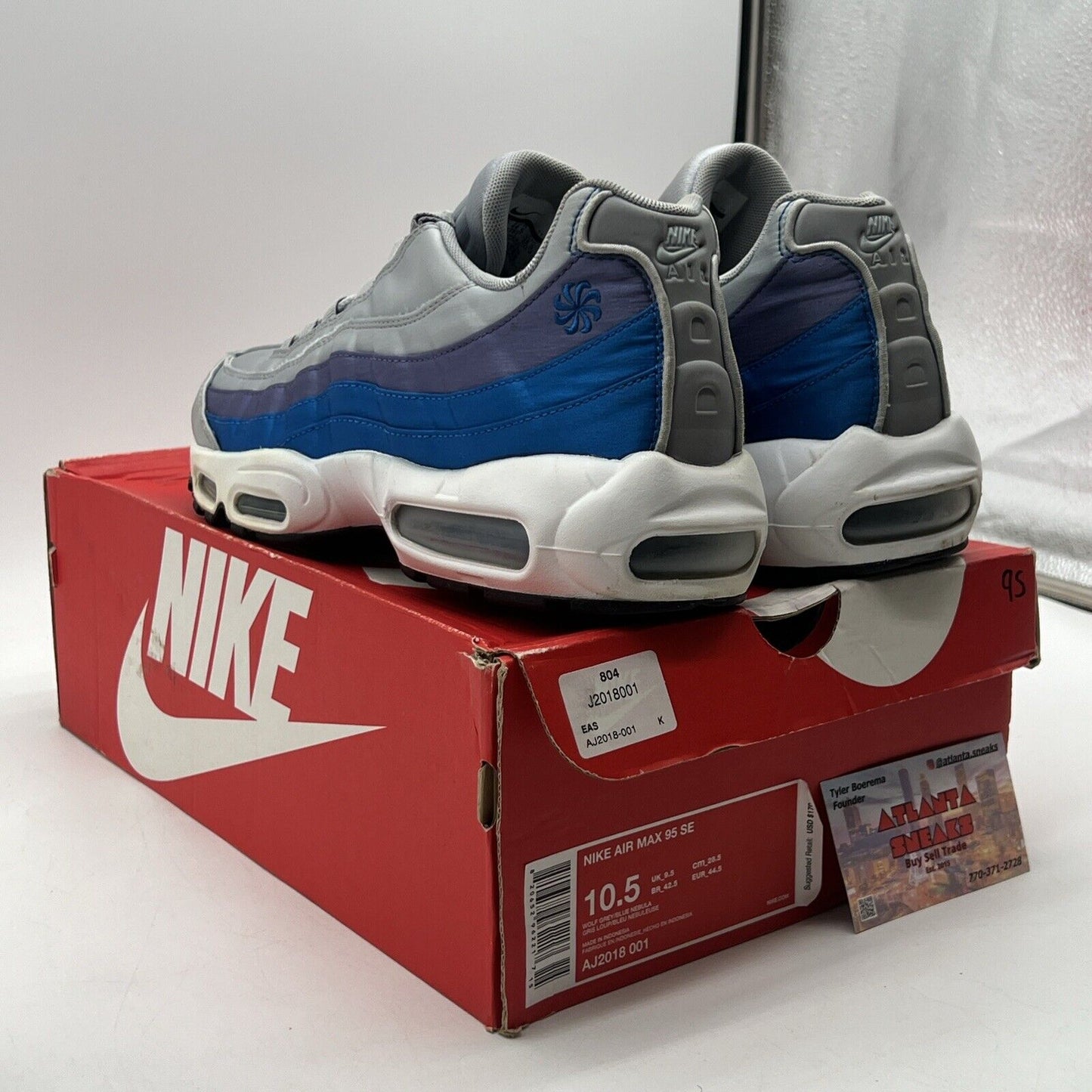 Size 10.5 - Nike Air Max 95 Blue Nebula Grey Purple White (AJ2018-001)