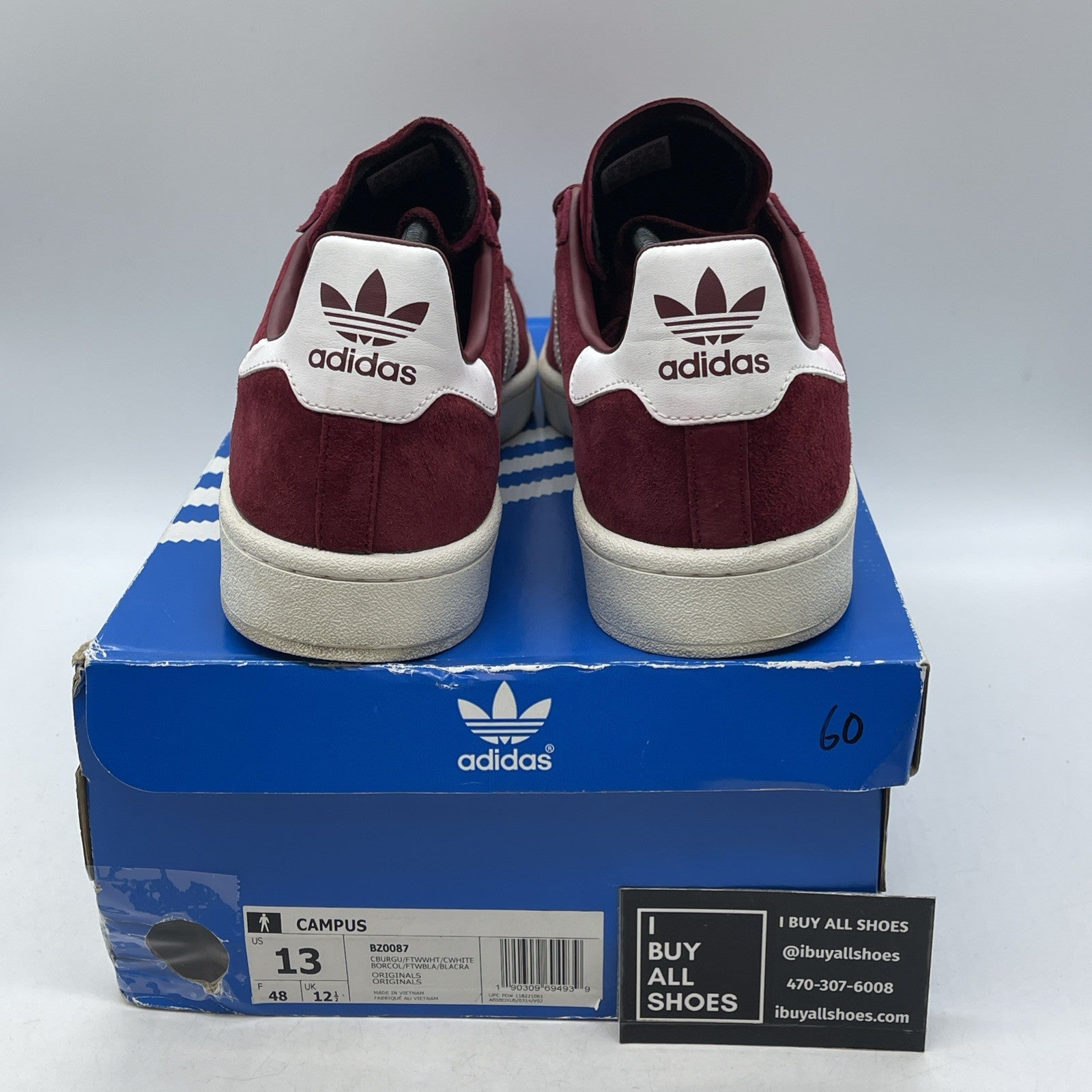Size 13 - Adidas Campus Collegiate Burgundy (BZ0087)