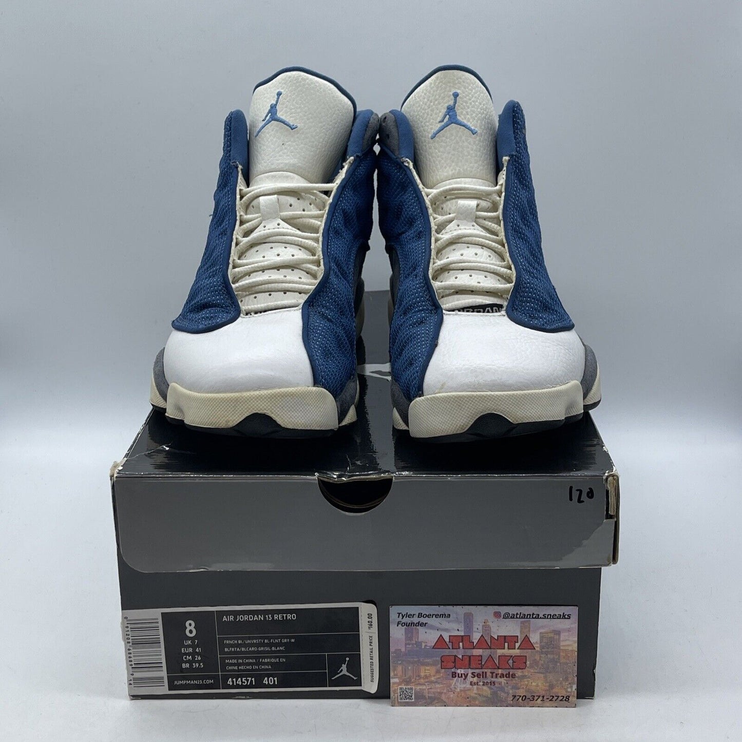 Size 8 - Air Jordan 13 Retro 2010 Flint Blue Grey Suede White (414571-401)