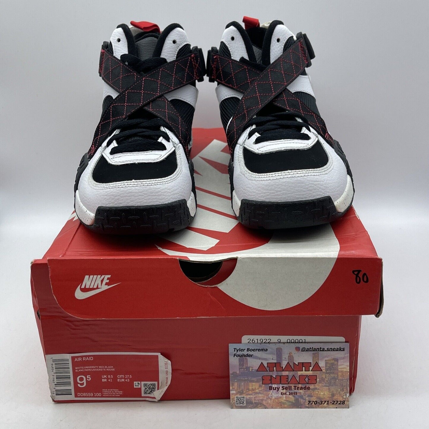 Size 9.5 - Nike Air Raid White Black Red Suede Leather (DD8559-100)