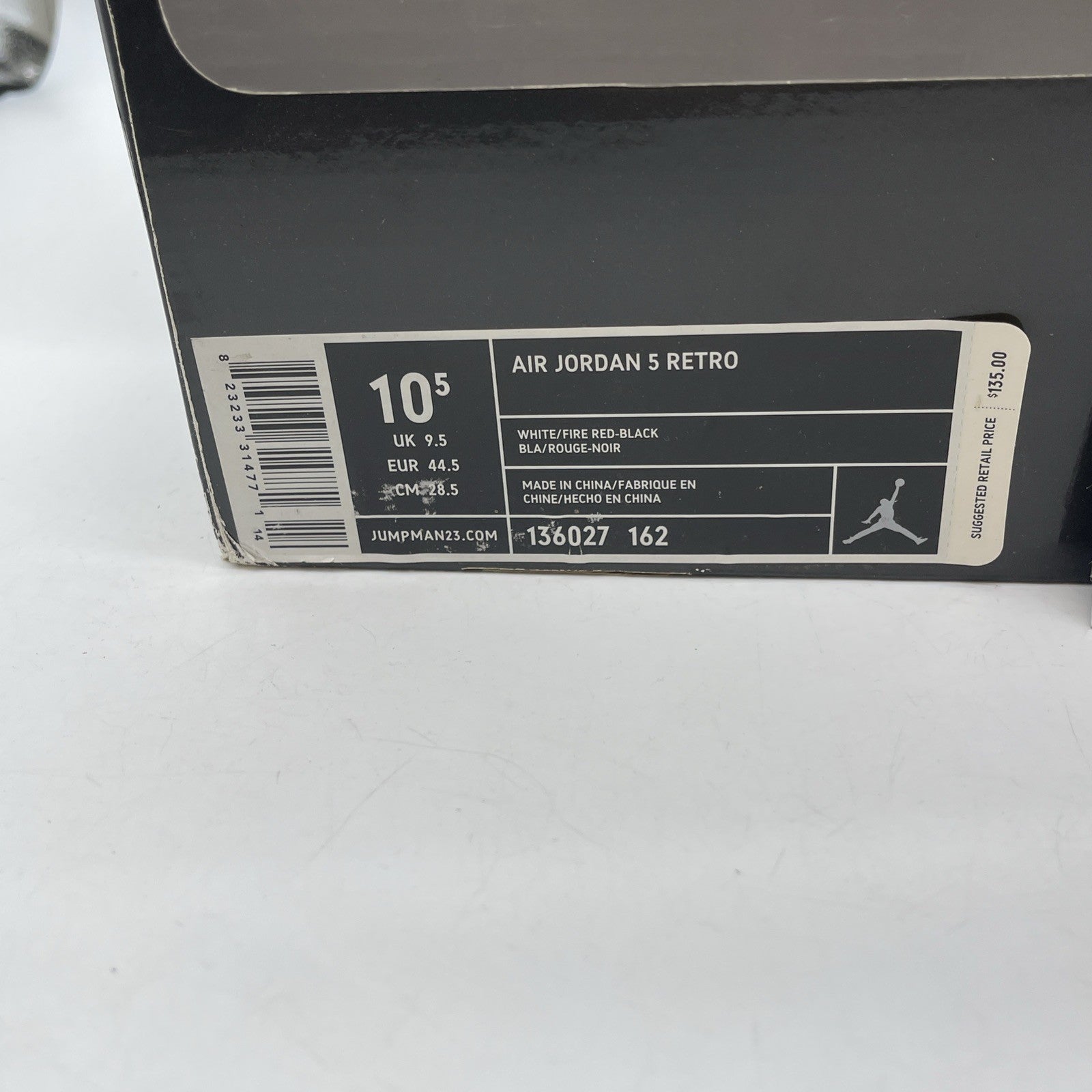 Size 10.5 - Air Jordan 5 Retro 2006 Fire Red White Leather (136027-162)