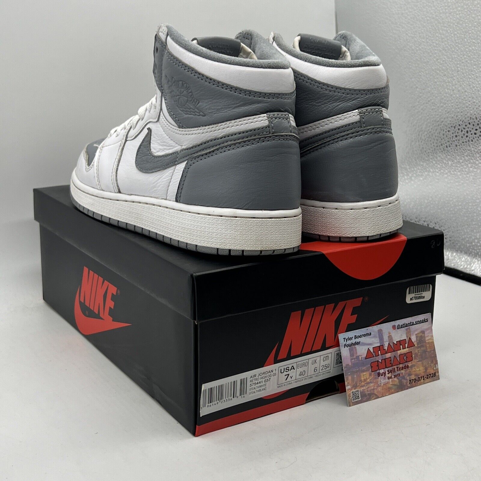 Size 7 - Jordan 1 Retro High OG Stealth White Grey Leather (575441-037)