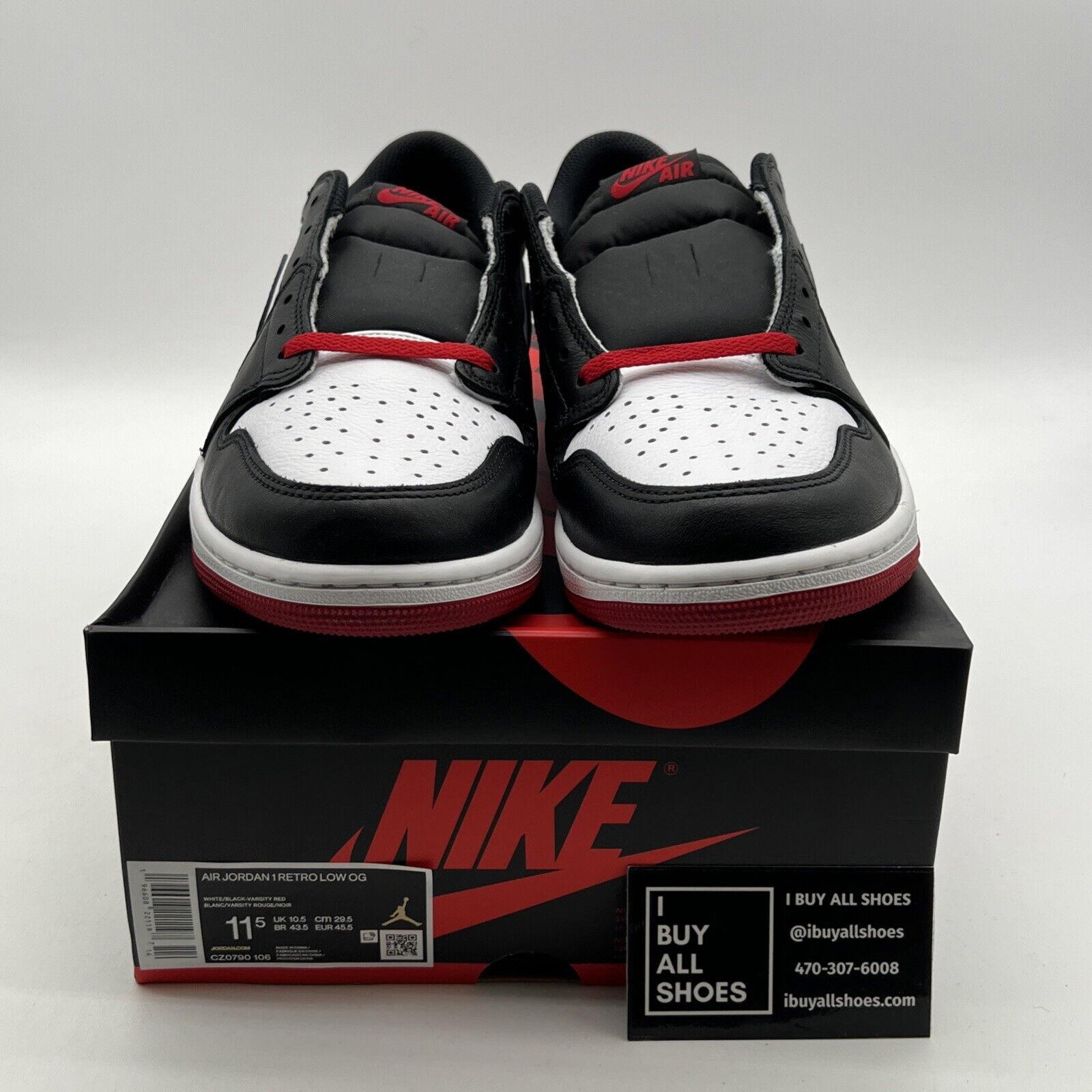 Size 11.5 - Air Jordan 1 Retro OG Low Black Toe (CZ0790-106)