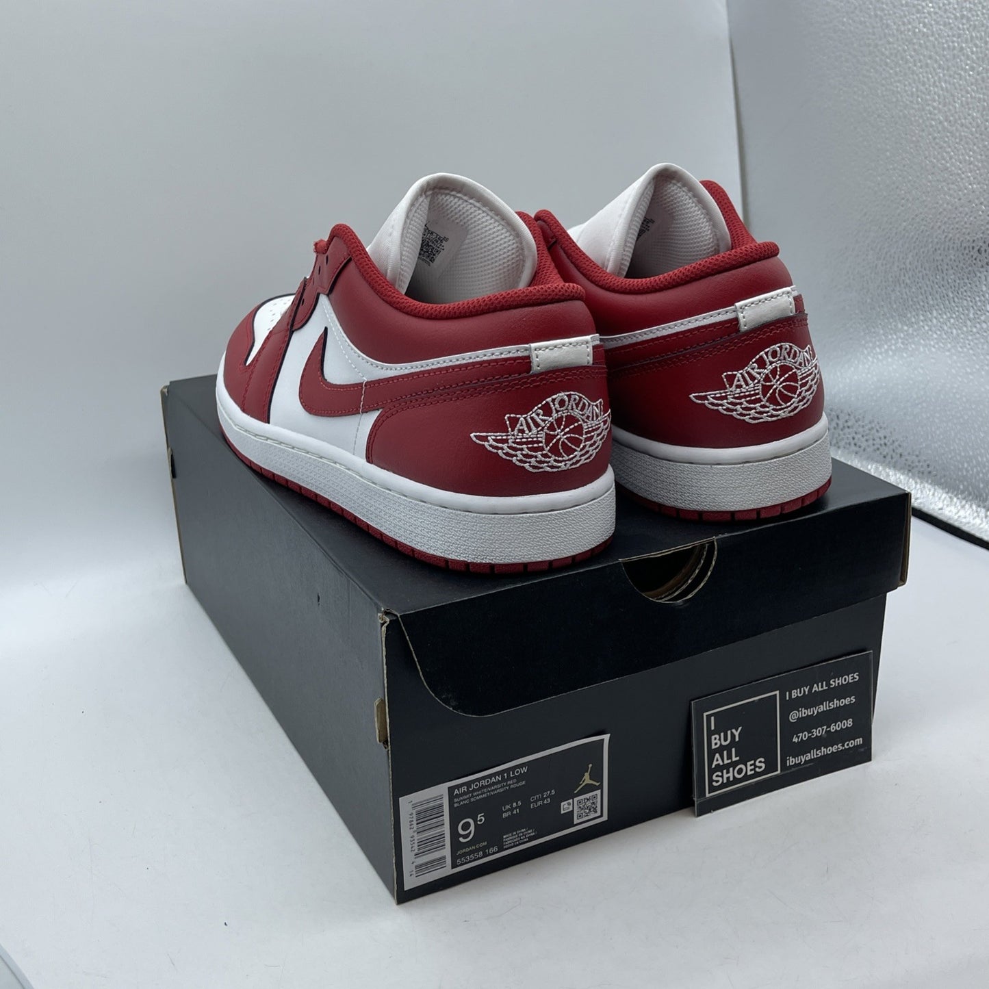 Size 9.5 - Air Jordan 1 Low New Beginnings Red White Leather (553558-166)