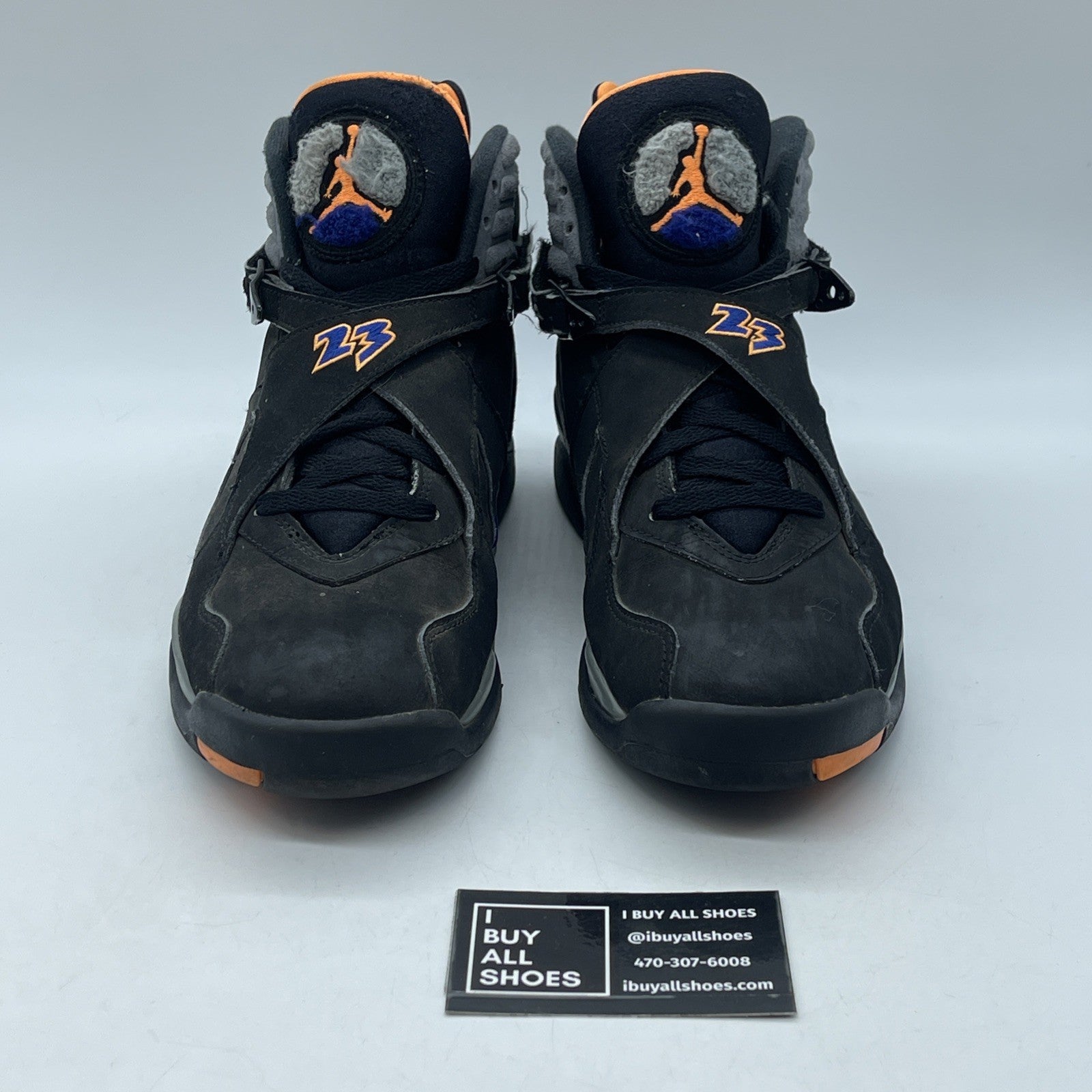 Size 9 - Air Jordan 8 Retro Phoenix Suns Black Grey Suede (305381-043)