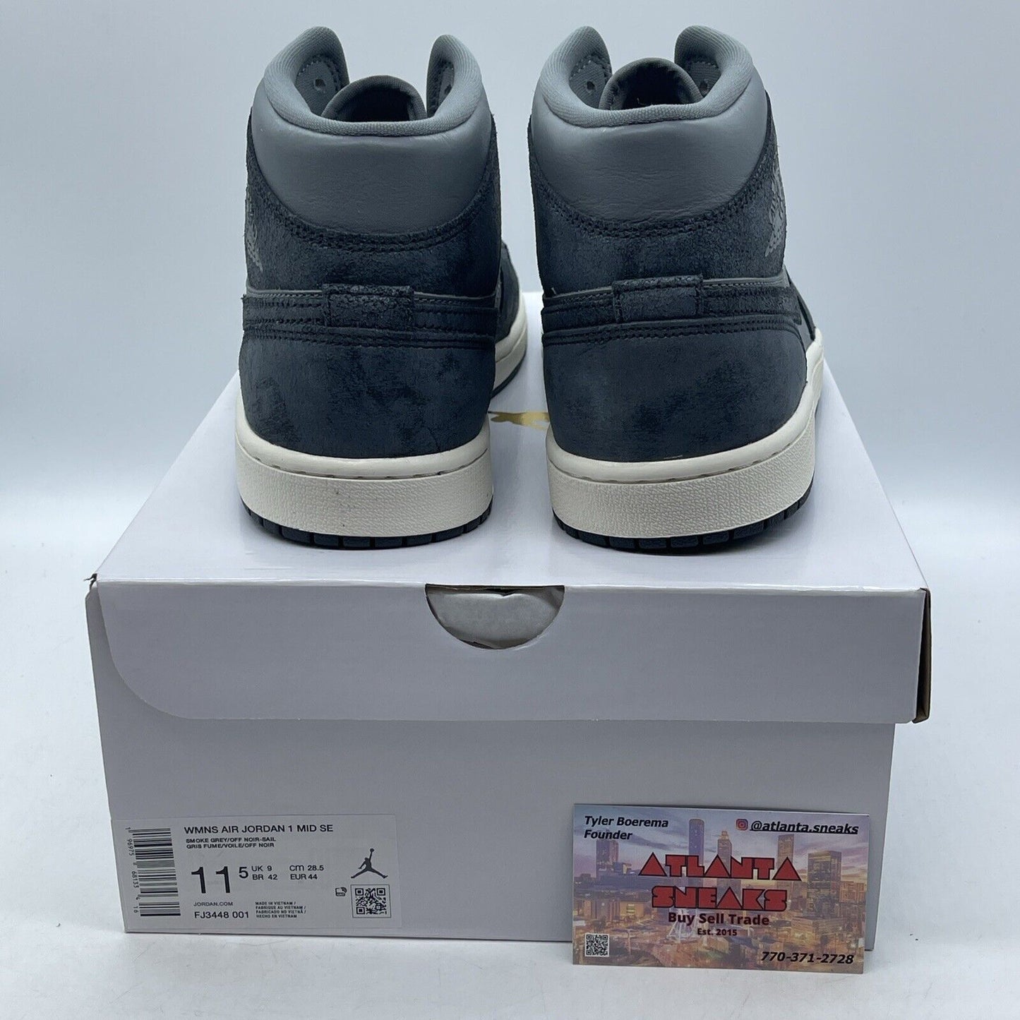 Size 11.5 -  Air Jordan 1 mid Distressed Smoke Grey White Suede (Fj3448-001)