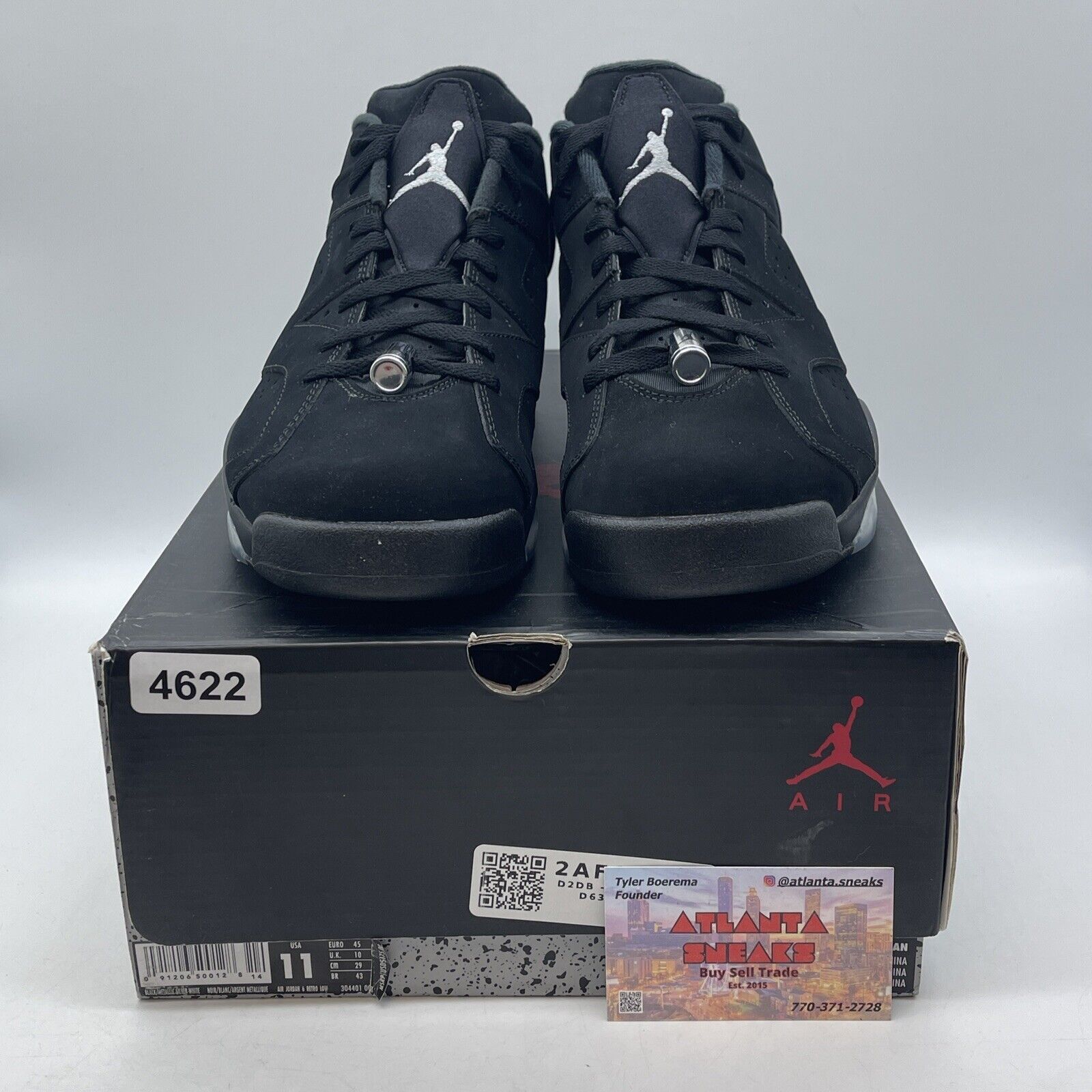 Size 11 - Air Jordan 6 Retro Low Chrome Black Silver Suede (304401-003)
