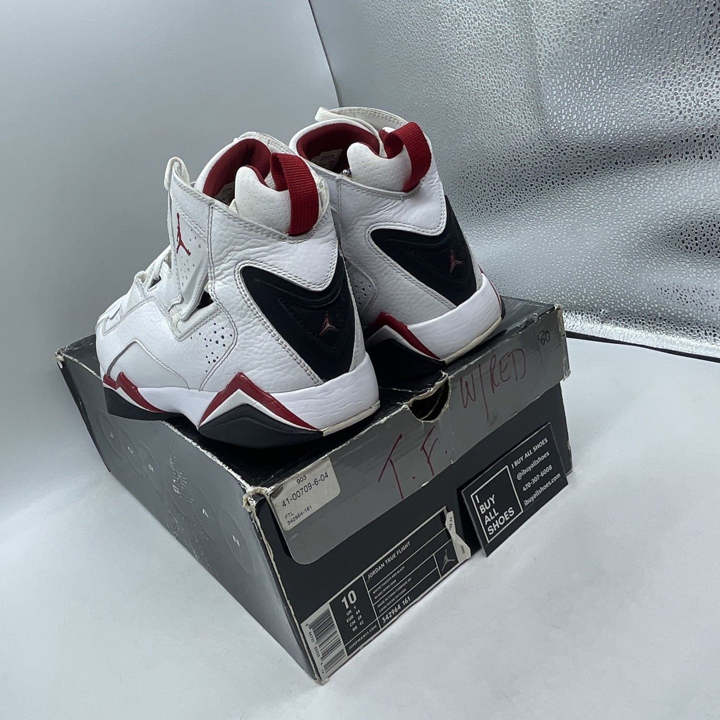Size 10- Air Jordan True Flight White Red (343795-161)