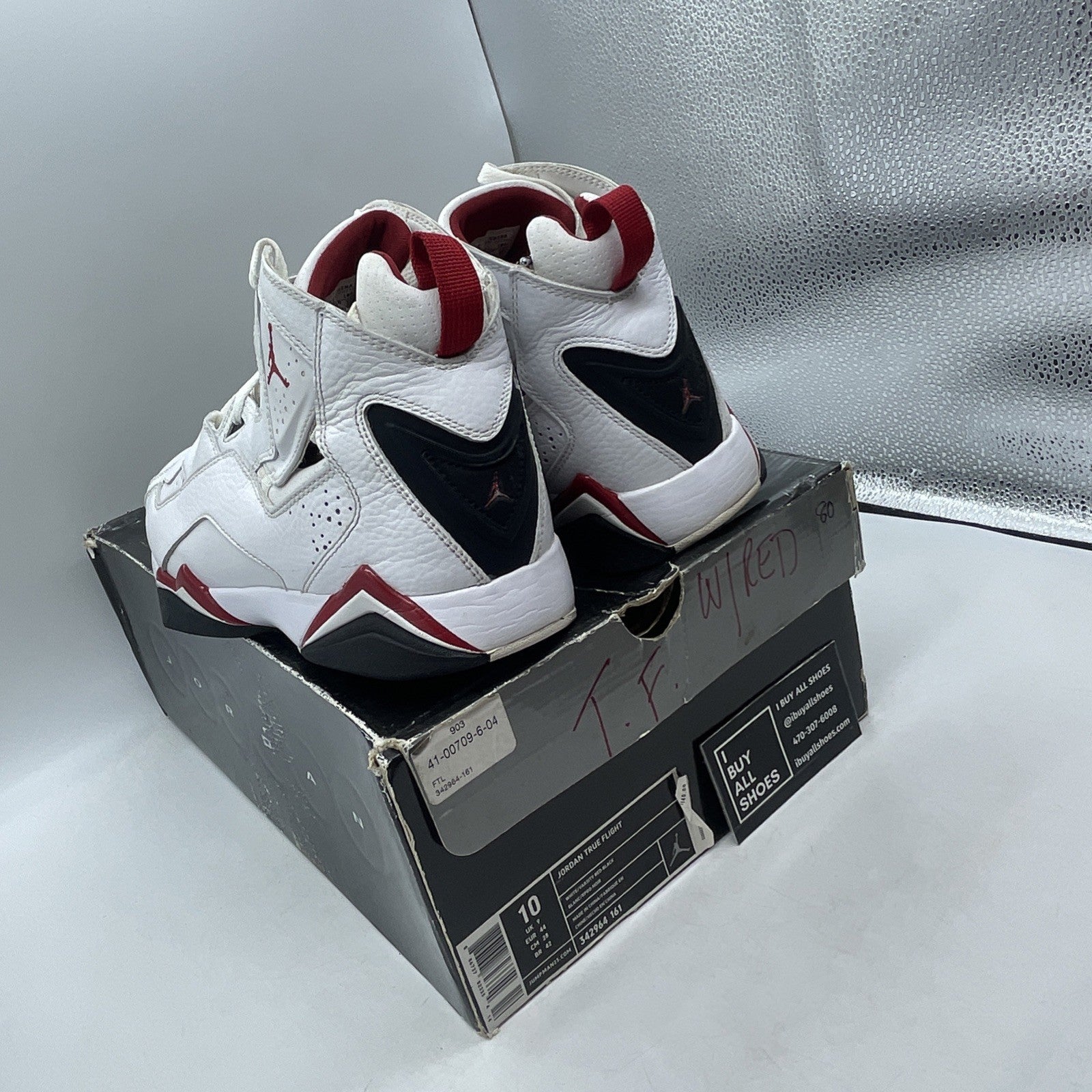 Size 10- Air Jordan True Flight White Red (343795-161)