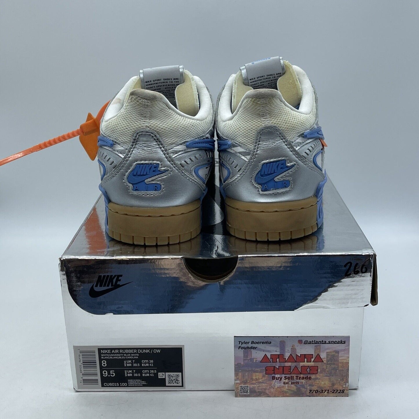 Size 8 - Nike Off-White x Air Rubber Dunk University Blue Leather (CU6015-100)