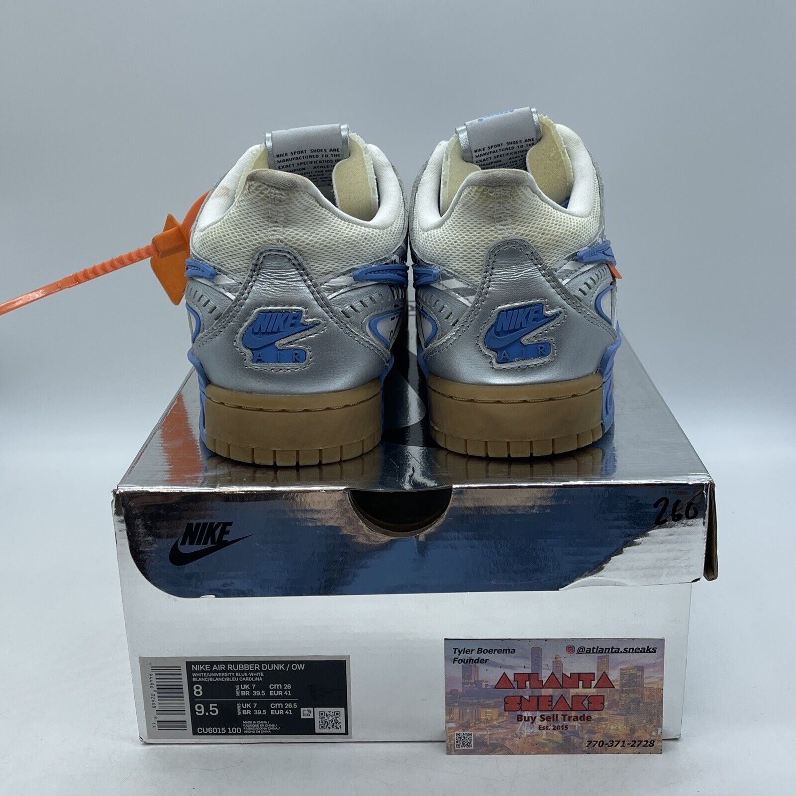 Size 8 - Nike Off-White x Air Rubber Dunk University Blue Leather (CU6015-100)