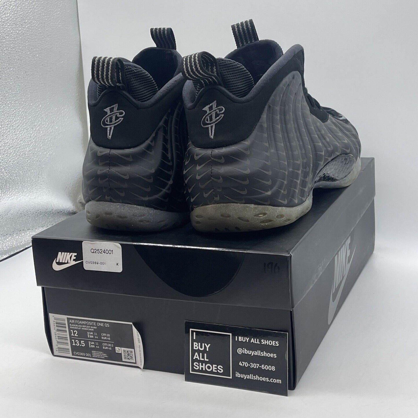 Size 12 - Nike Air Foamposite One Swoosh Black Suede Leather (CV0369-001)