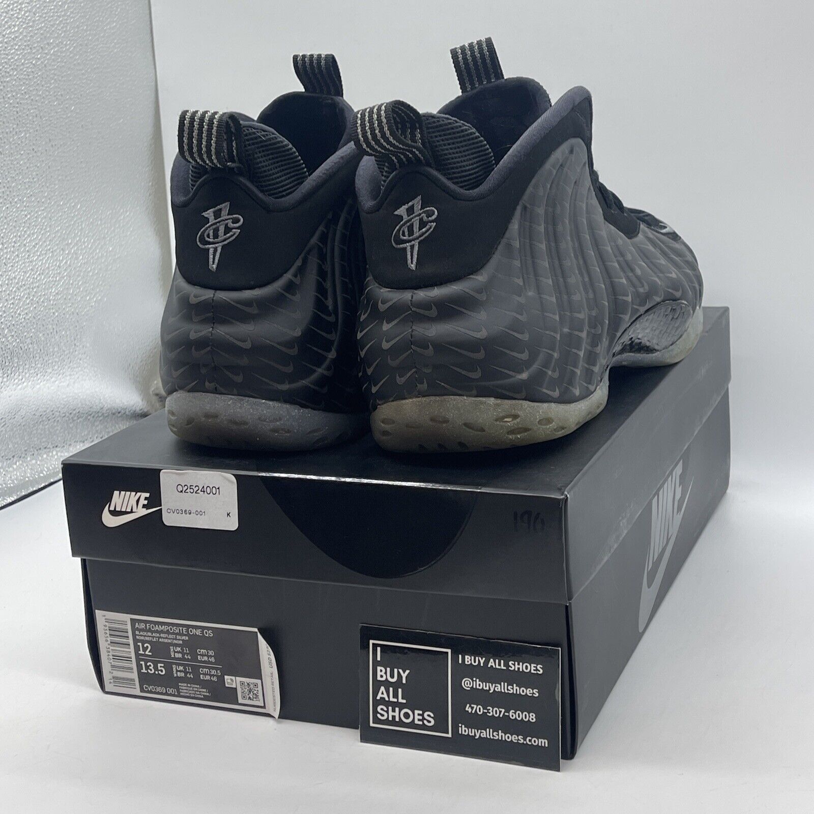 Size 12 - Nike Air Foamposite One Swoosh Black Suede Leather (CV0369-001)