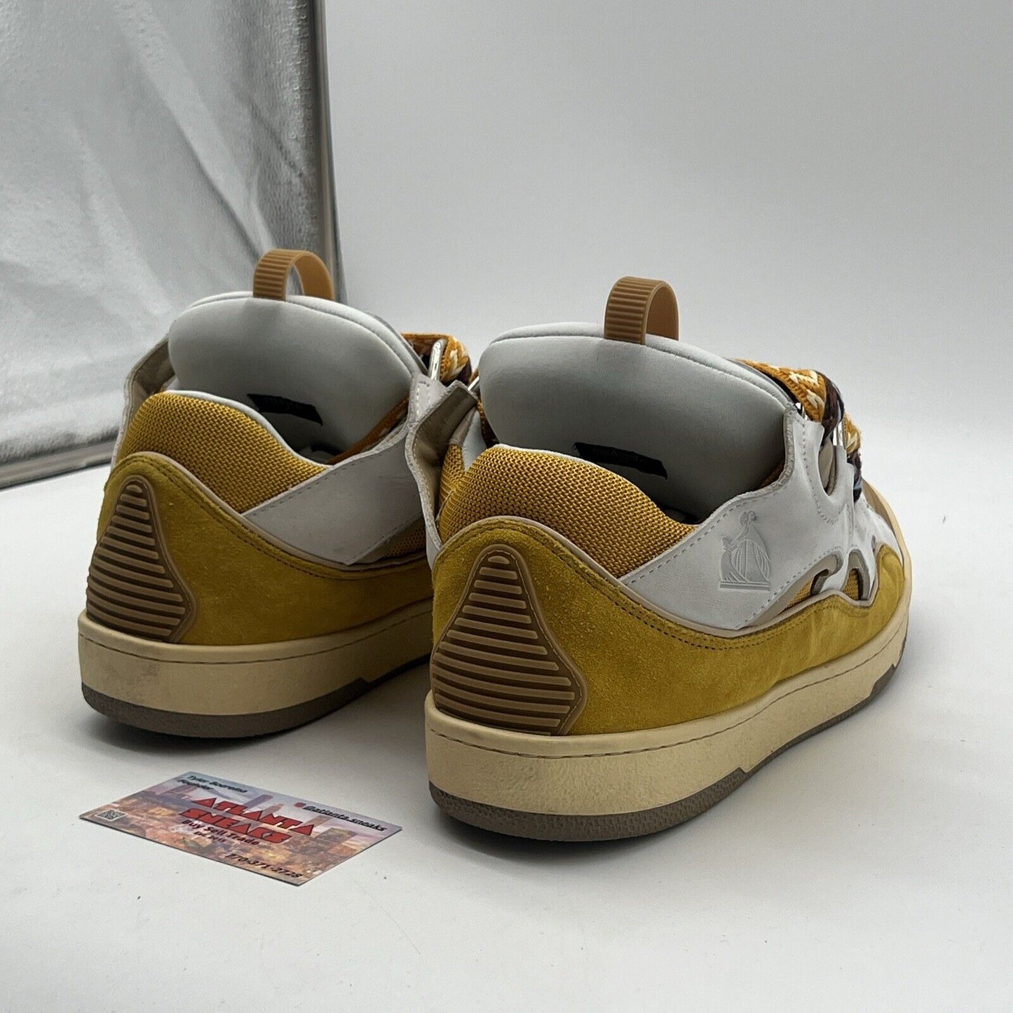 Size 10.5 - Lanvin Leather Curb Sneakers Low Top Yellow FM-(SKRK-11-DRAG-H22)