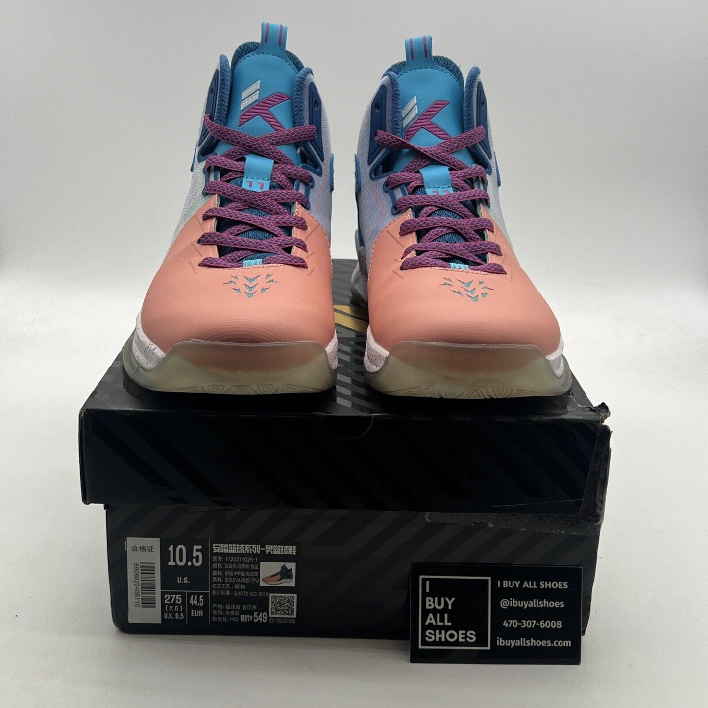 Size 10.5 - ANTA KT2 Klay Thompson All Star Pink/Blue Turquoise Basketball Shoes