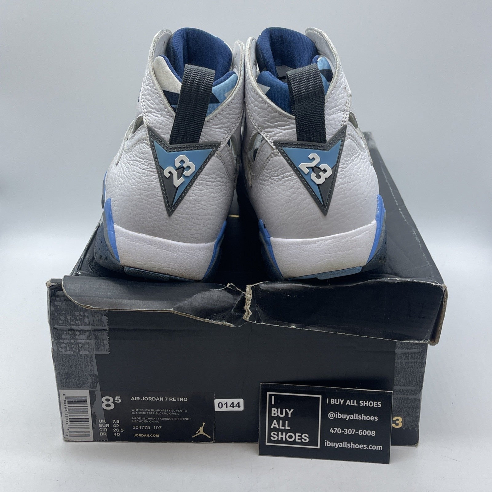 Size 8.5 - Air Jordan 7 Retro 2015 French Blue White Leather (304775-107)