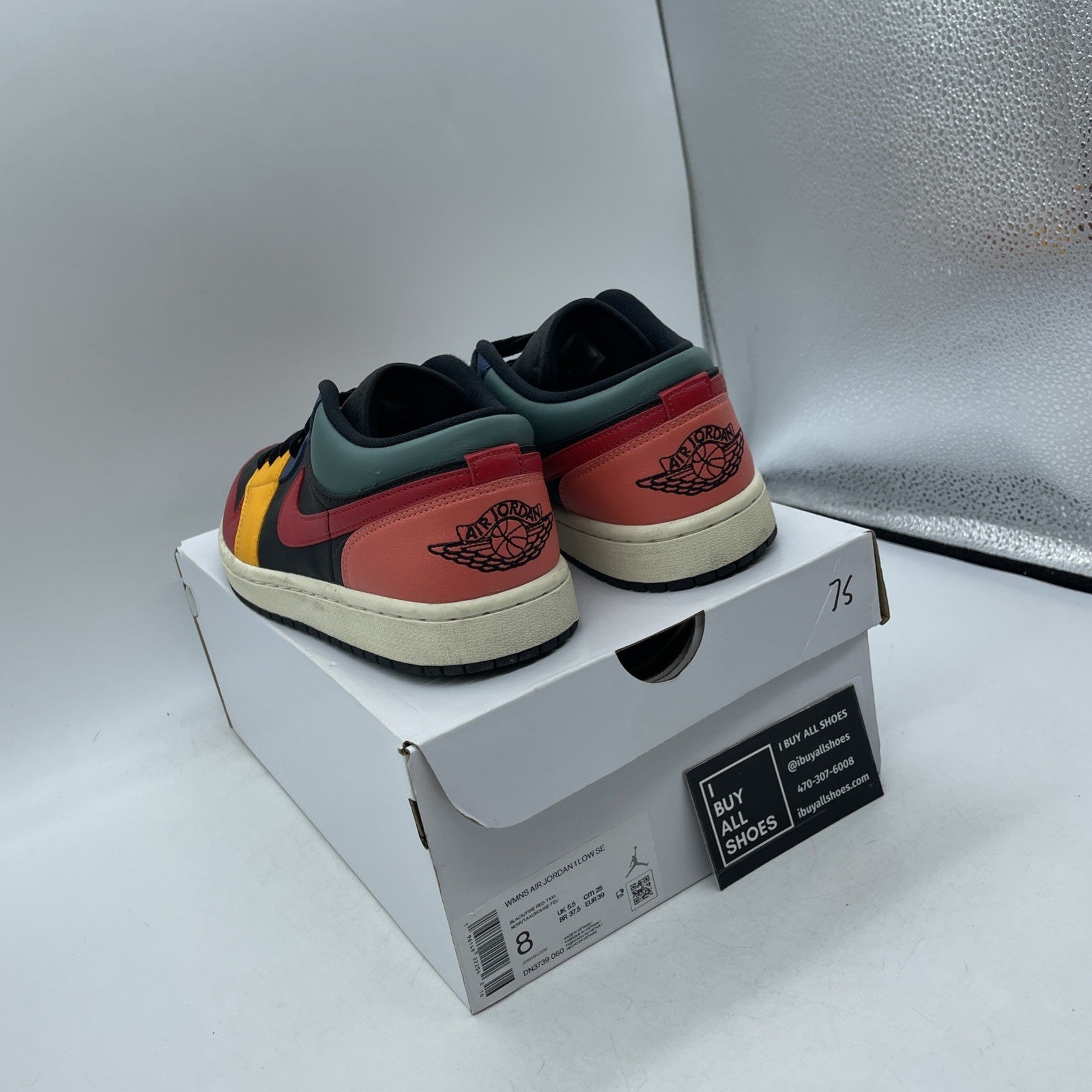 Size 8W - Air Jordan 1 SE Low Black Multi-Color (DN2739-060)