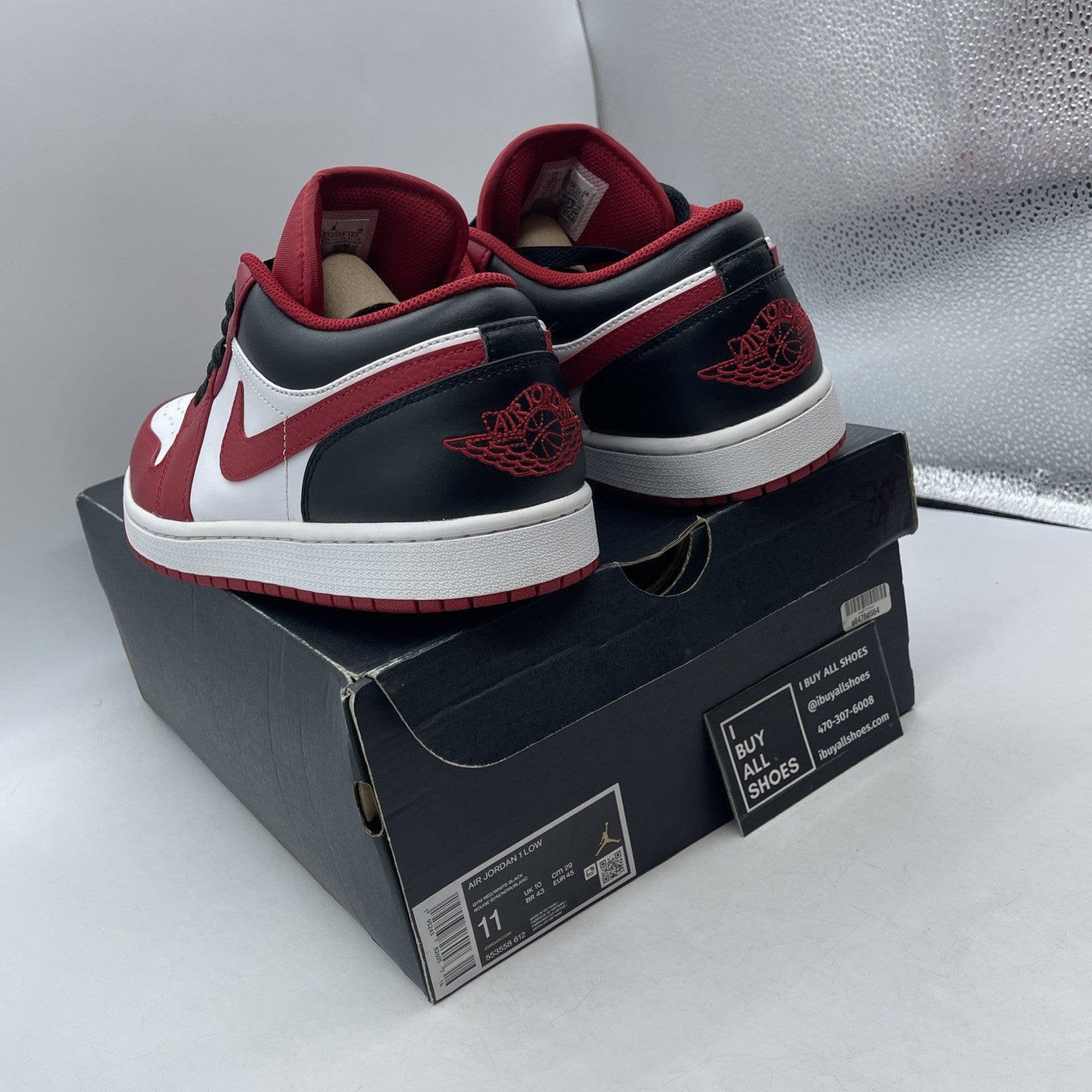Size 11 - Air Jordan 1 Low Bred Toe (553558-612)