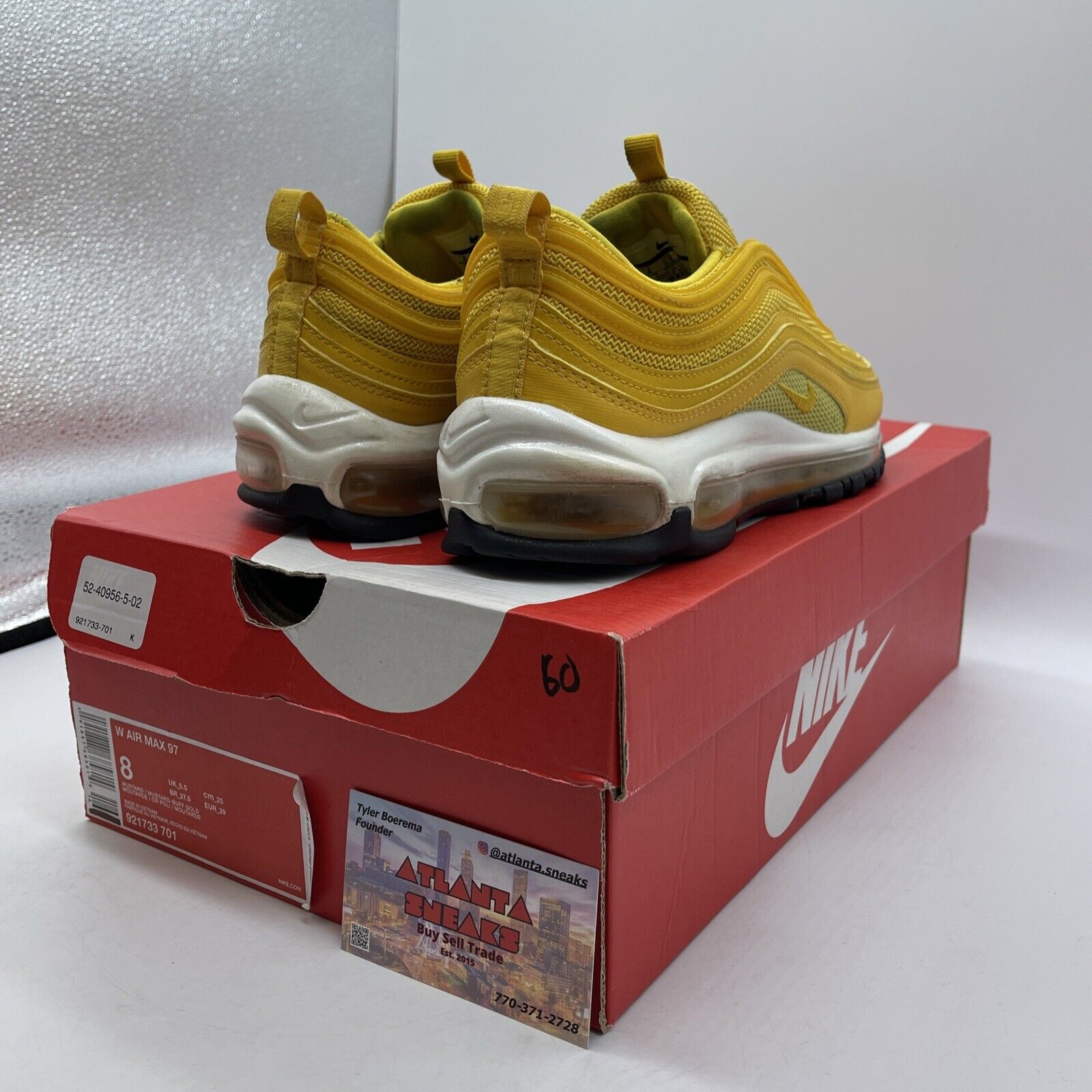 Size 8W - Nike Air Max 97 Mustard White Black Leather (921733-701)