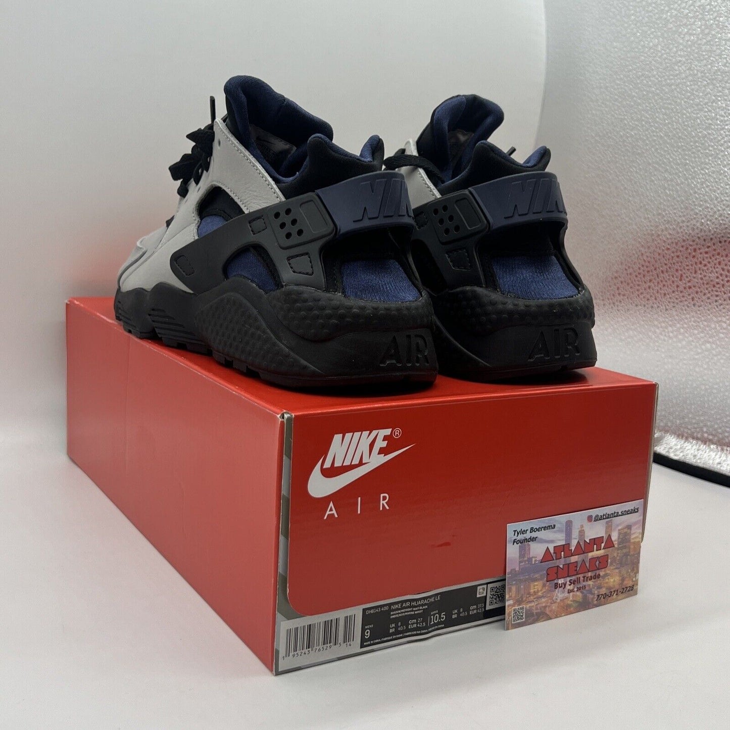 [DH8143-400] Mens Nike Air Huarache LE Grey Navy Blue Black Og All Brand New