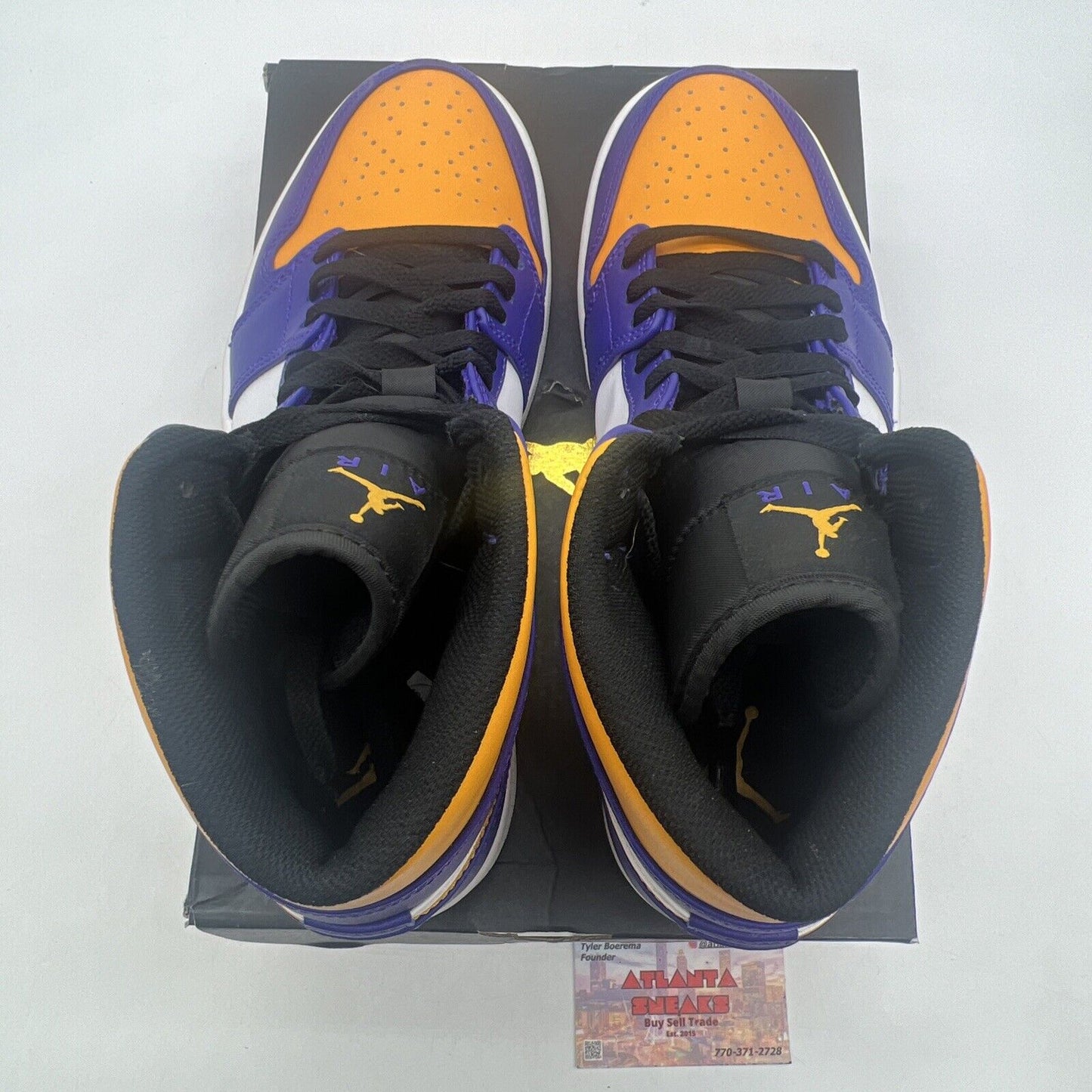 Size 9 - Jordan 1 Mid Lakers Yellow White Purple Leather Black (DQ8526-517)