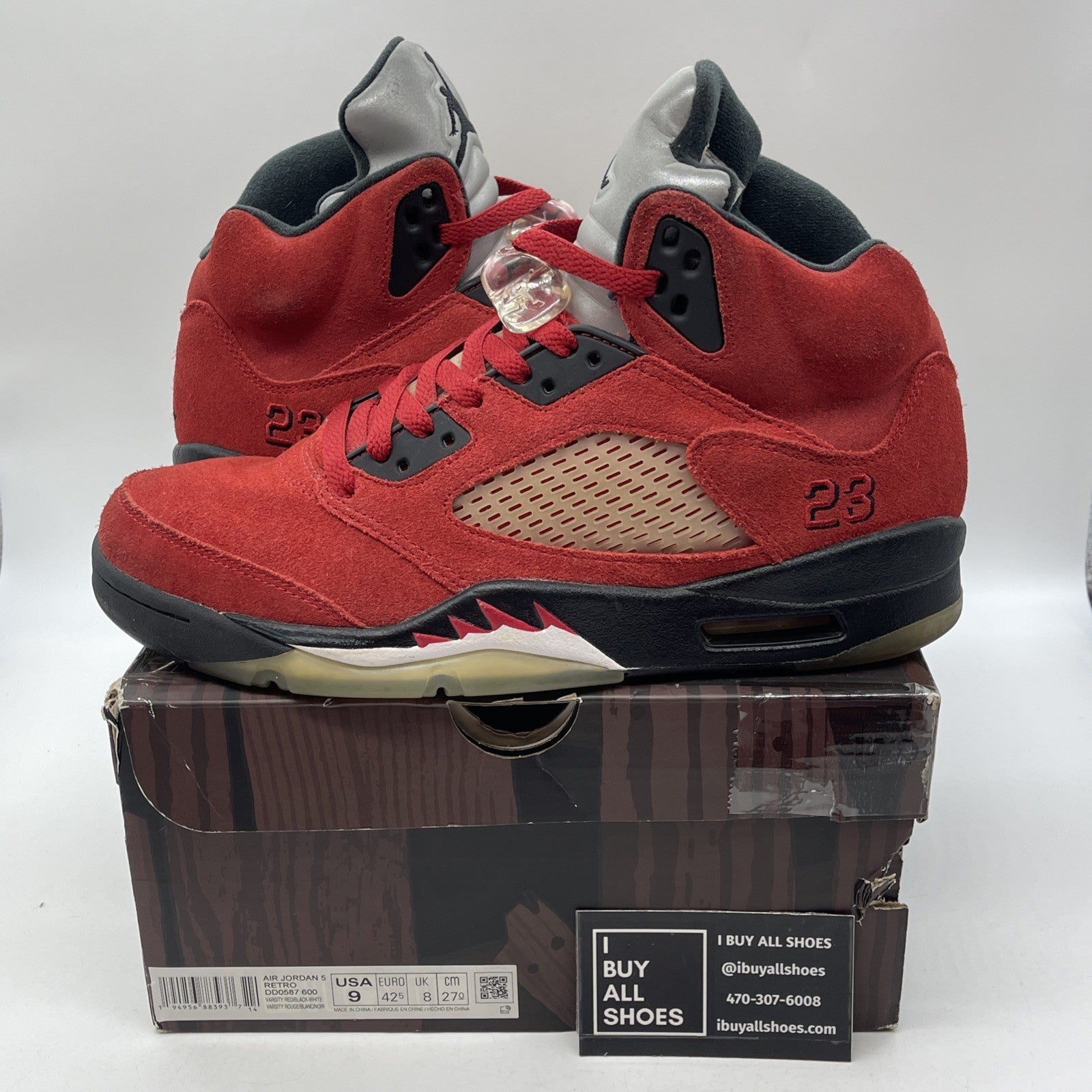 Size 9 - Jordan 5 Retro Mid Raging Bull Red Black Suede (DD0587-600)