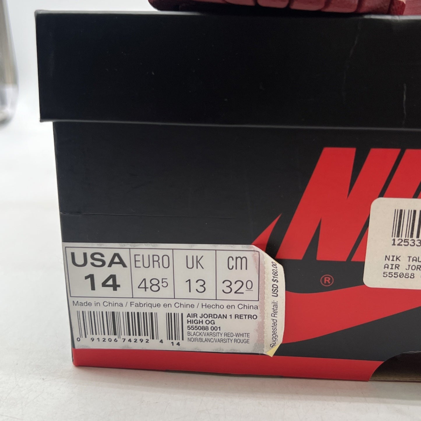 Size 14 - Air Jordan 1 Retro OG High Banned, Bred (555088-001)