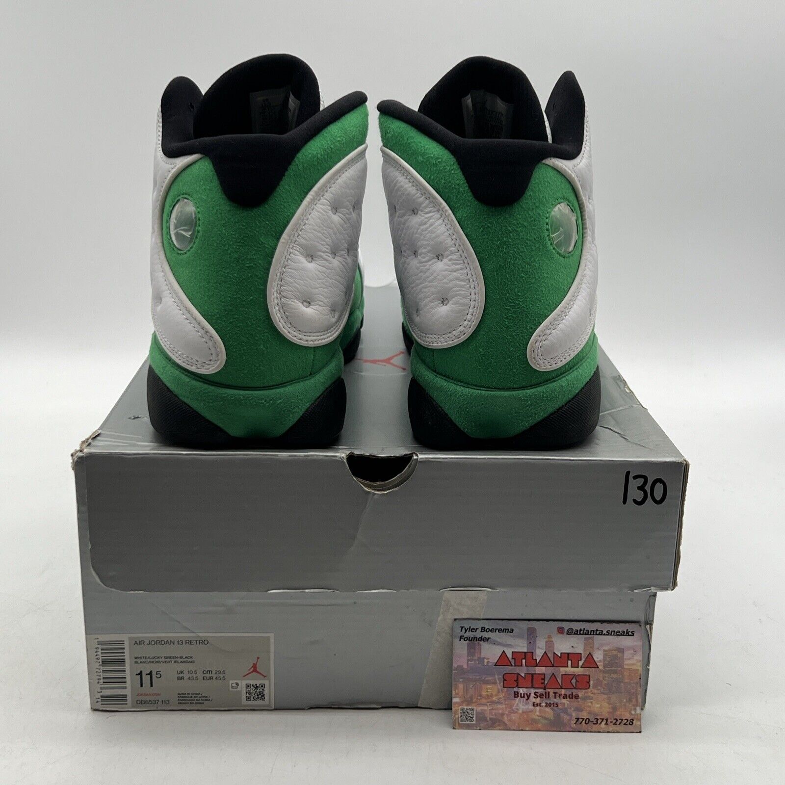 Size 11.5 - Jordan 13 Retro Lucky Green 2020 White Black Suede  (DB6537-113)