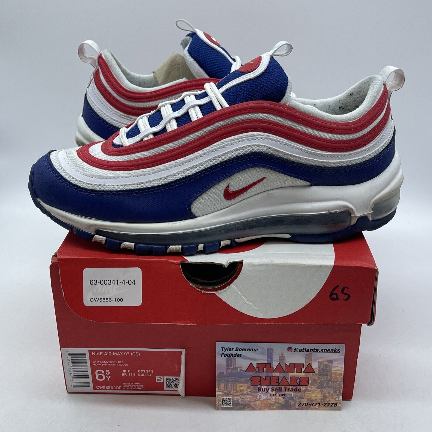 Air Max 97 GS USA White Blue Red Leather (CW5856-100