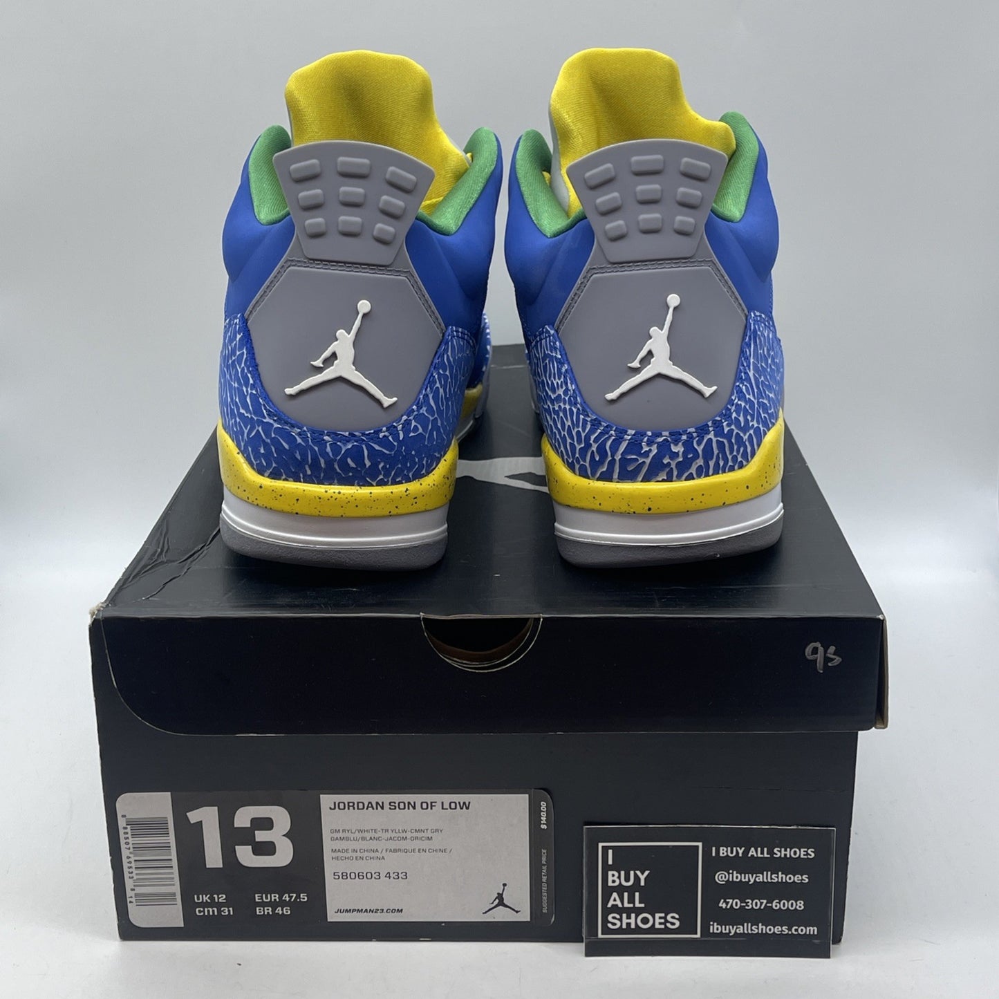 Size 13 - Air Jordan Son Of Mars Low Blue Grey Yellow Suede (580603-433)